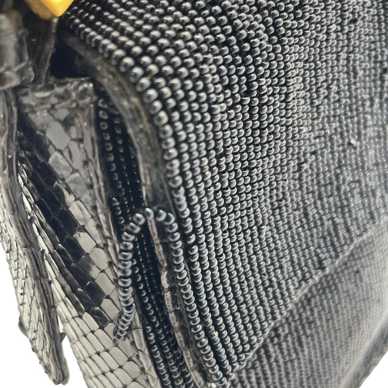 Fendi Black Python & Beaded Baguette Shoulder Bag