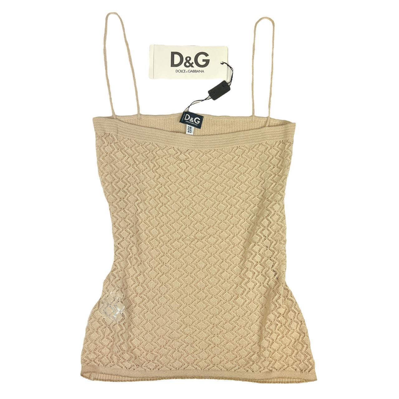 Dolce & Gabbana Tan Knit Sheer Front Cami Tank - Outfit Repeater