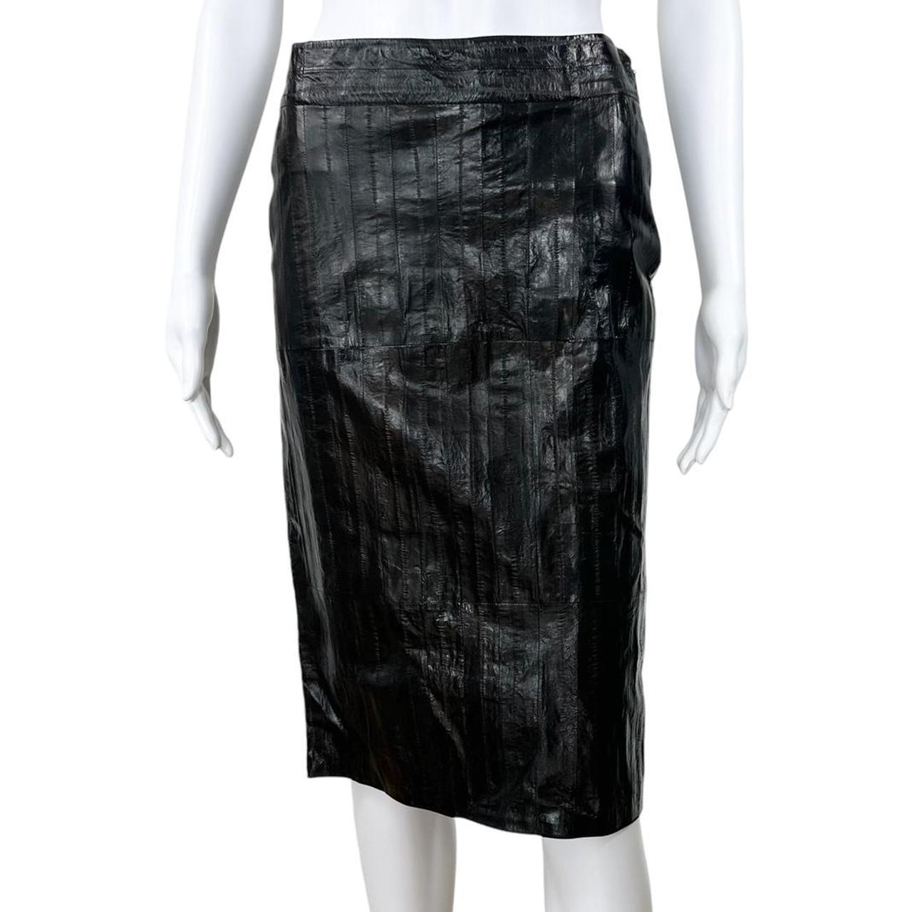 Gucci Black Eel Leather Midi Skirt