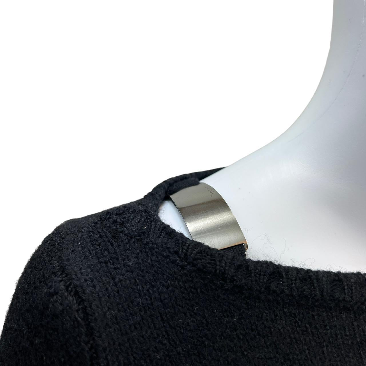 Gucci By Tom Ford F/W 1997 Black Cashmere and Wool Knit Sweater with Metal Shoulder Detail - Outfit Repeater
