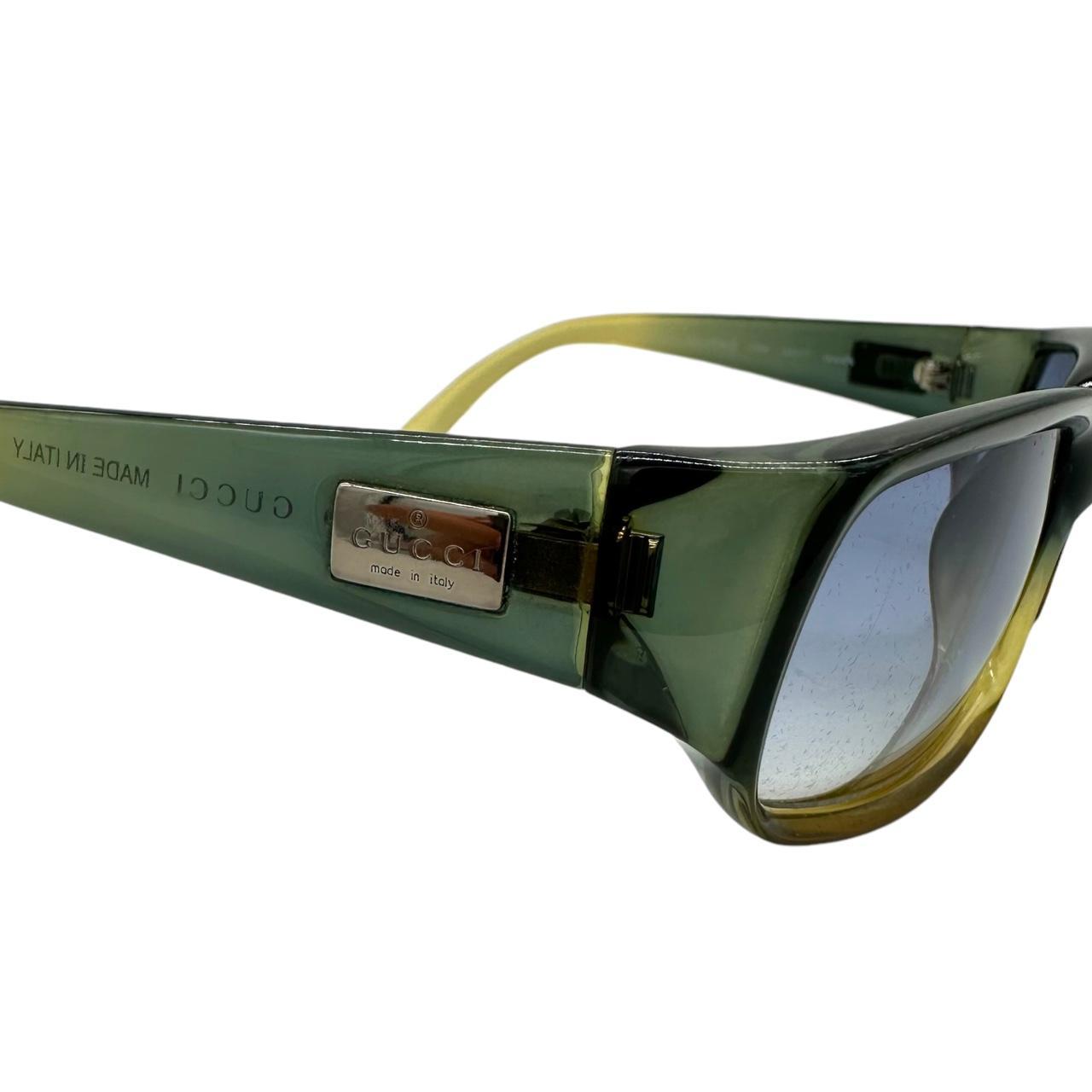 Gucci Blue & Green Gradient Rectangle Sunglasses