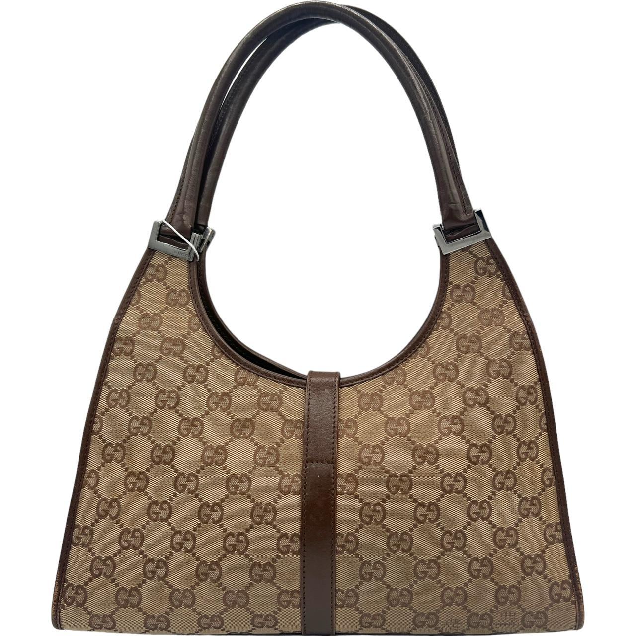 Gucci Jackie Shoulder Bag Brown Leather Tan Monogram