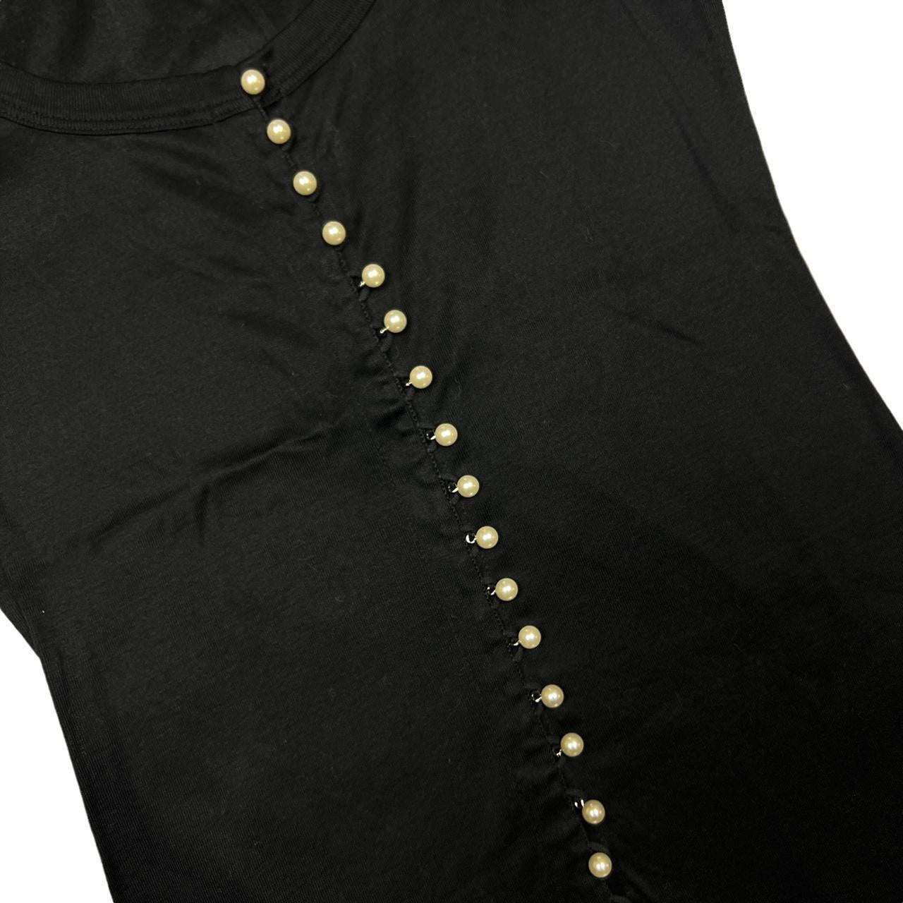 Dolce & Gabbana Black Tank Top with Pearl Buttons - Outfit Repeater