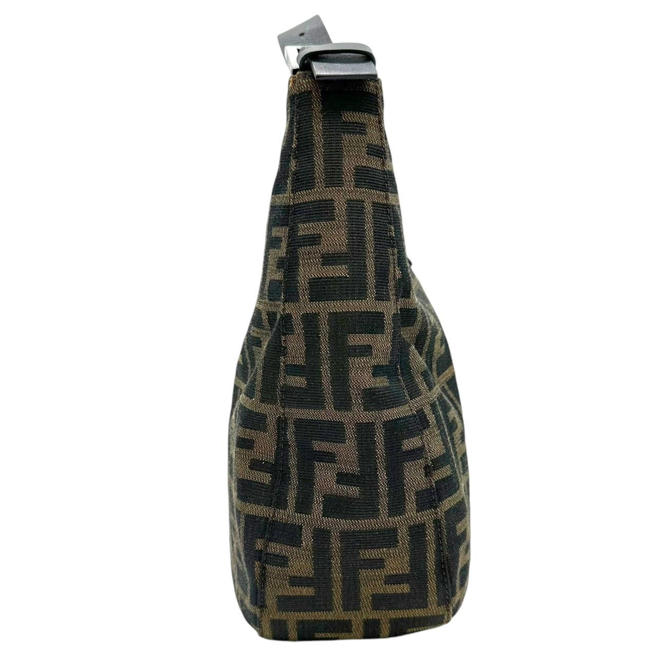 Fendi Crescent Baguette Shoulder Bag Brown Monogram