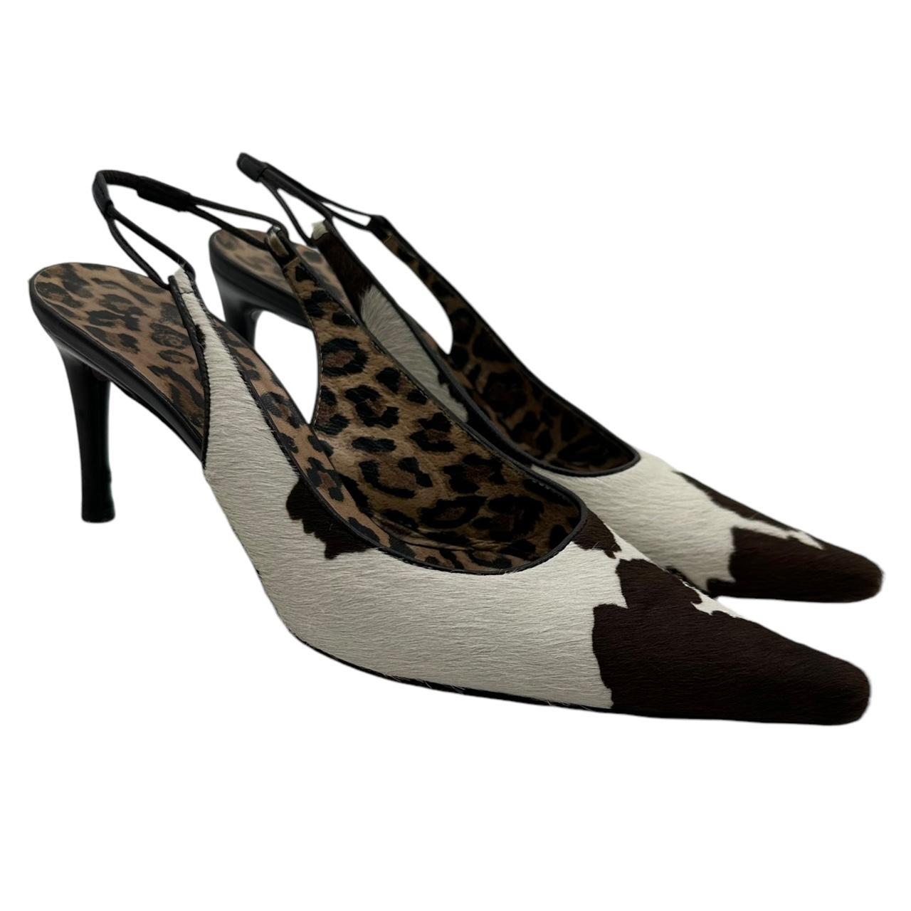 Dolce & Gabbana Cowhide Pointed Toe Slingback Heels - Outfit Repeater