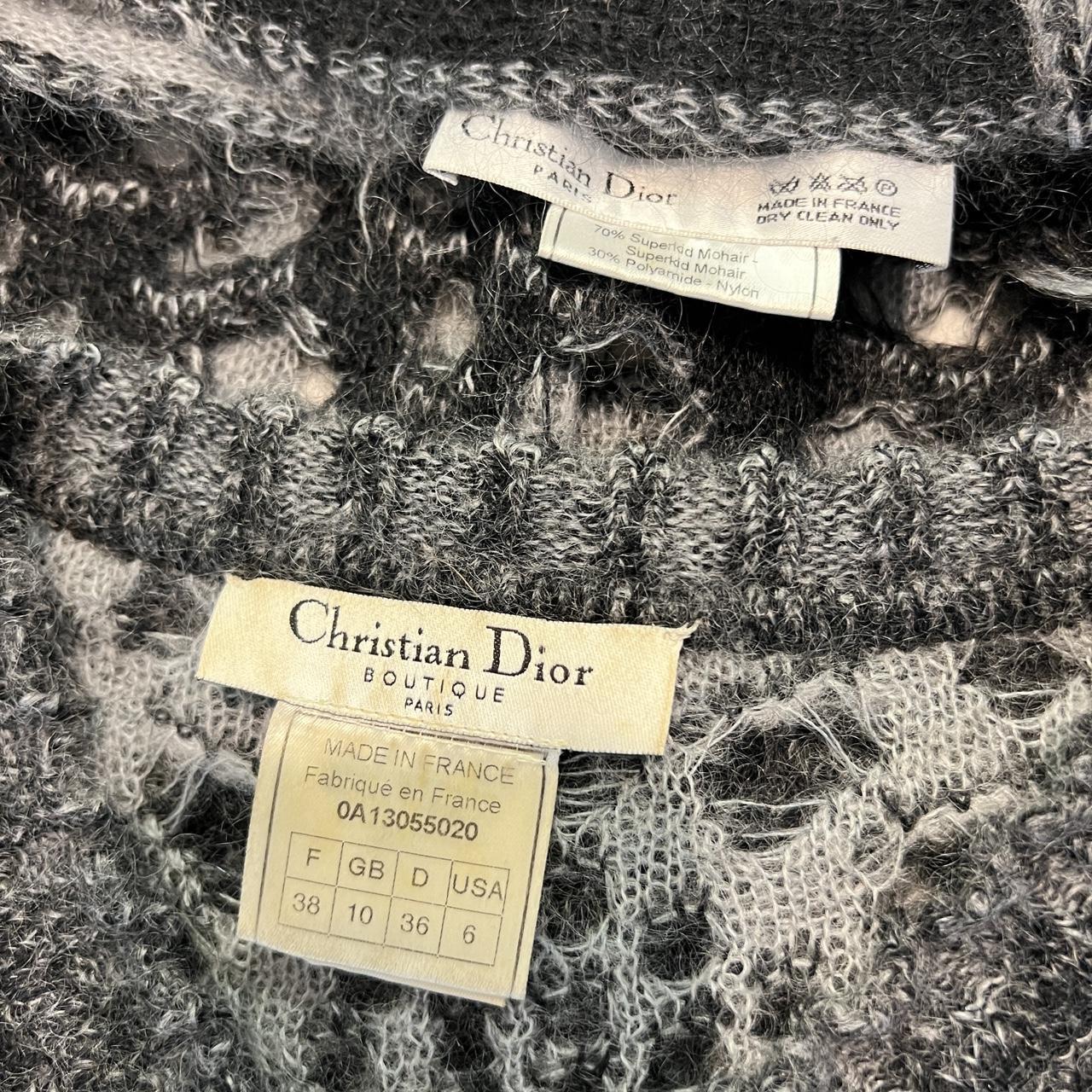 Christian Dior by John Galliano F/W 2000 Black/ Gray Open Knit Distressed Sweater and Scarf - Outfit Repeater