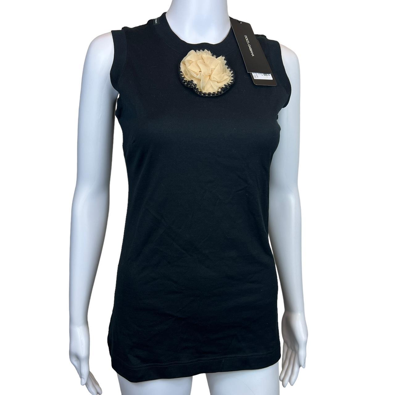 Dolce & Gabbana Black Tank with Silk Rosette - Outfit Repeater