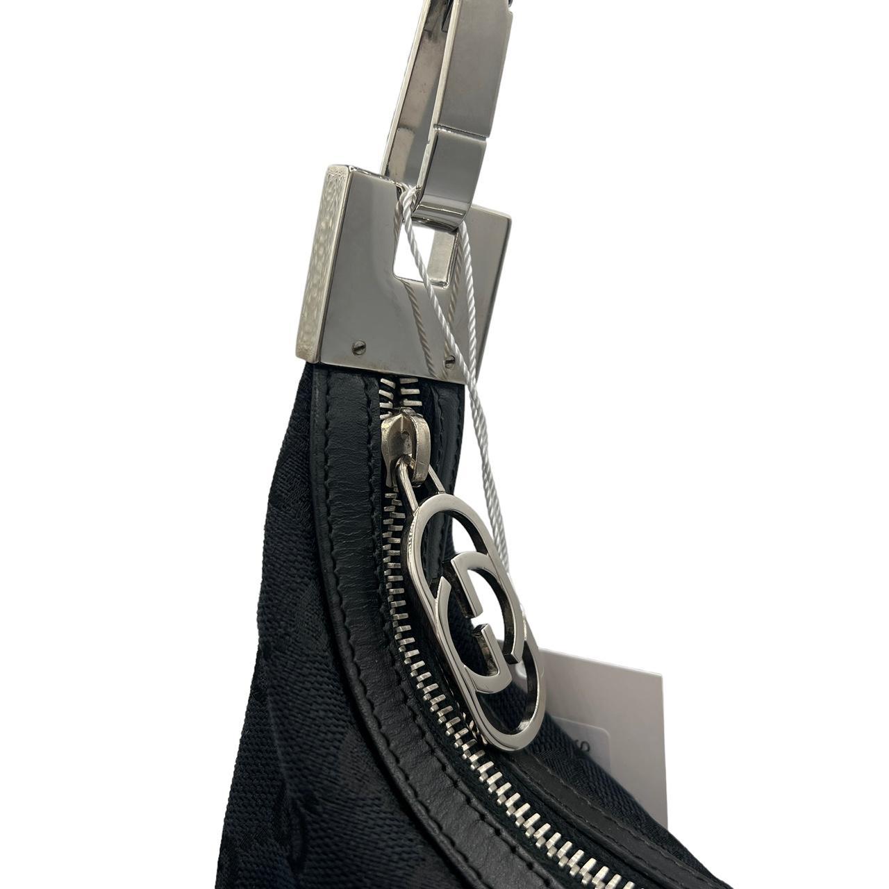 Gucci Black Monogram Canvas Leather Shoulder Bag