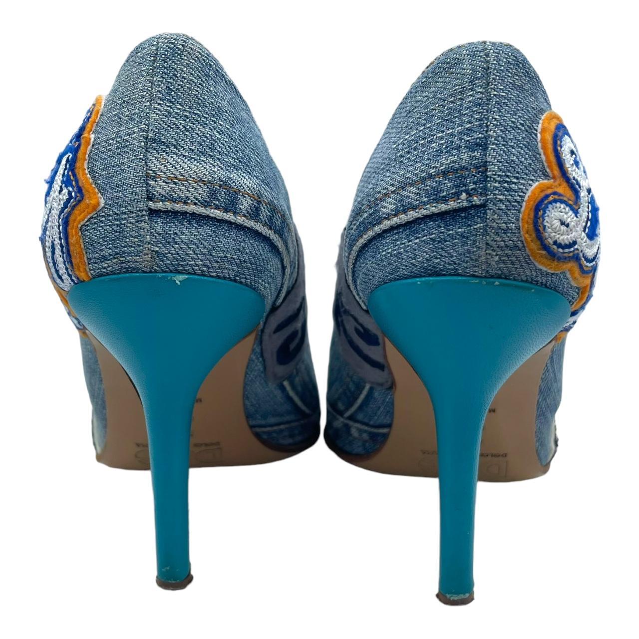 D&G Dolce & Gabbana Denim Patch Heels