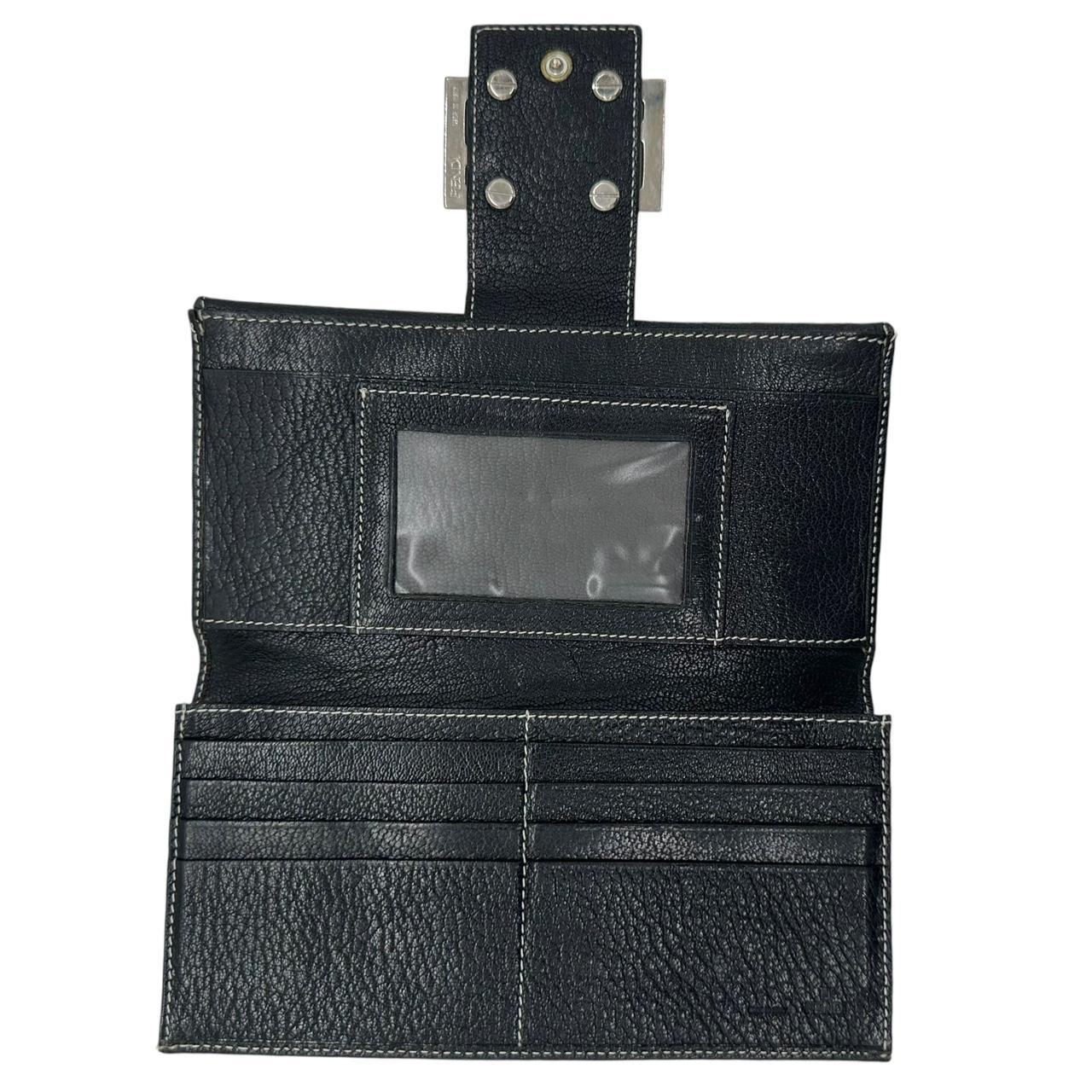 Fendi Black Leather Logo Long Wallet