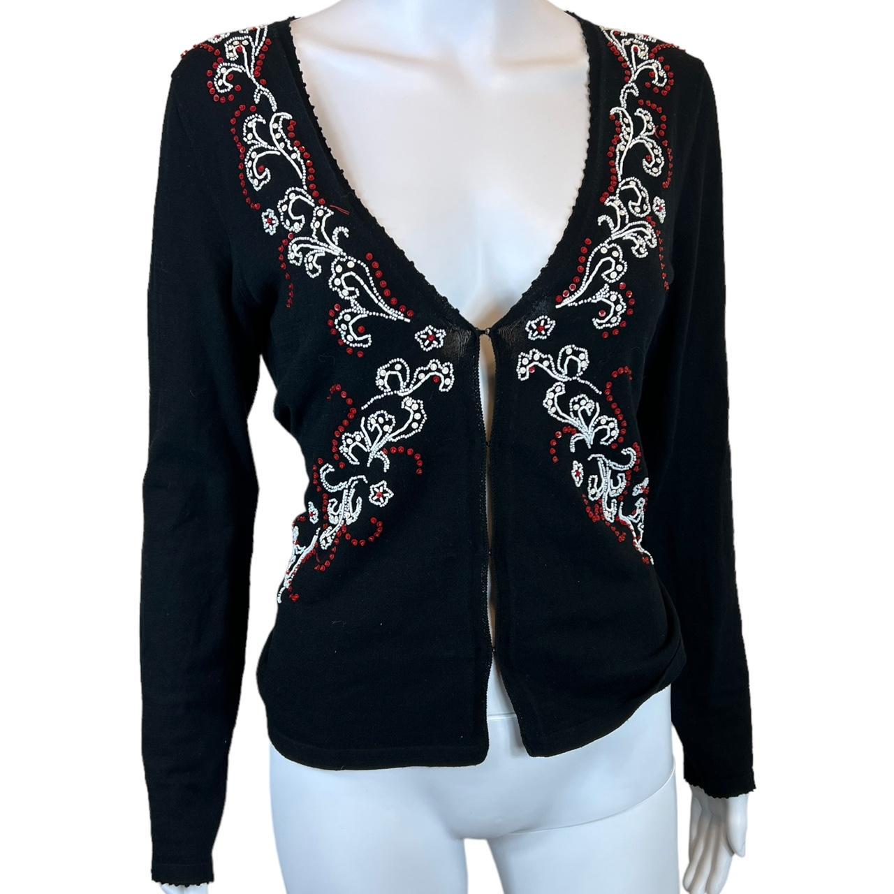 Vivienne Tam Beaded Open Front Cardigan Top - Outfit Repeater