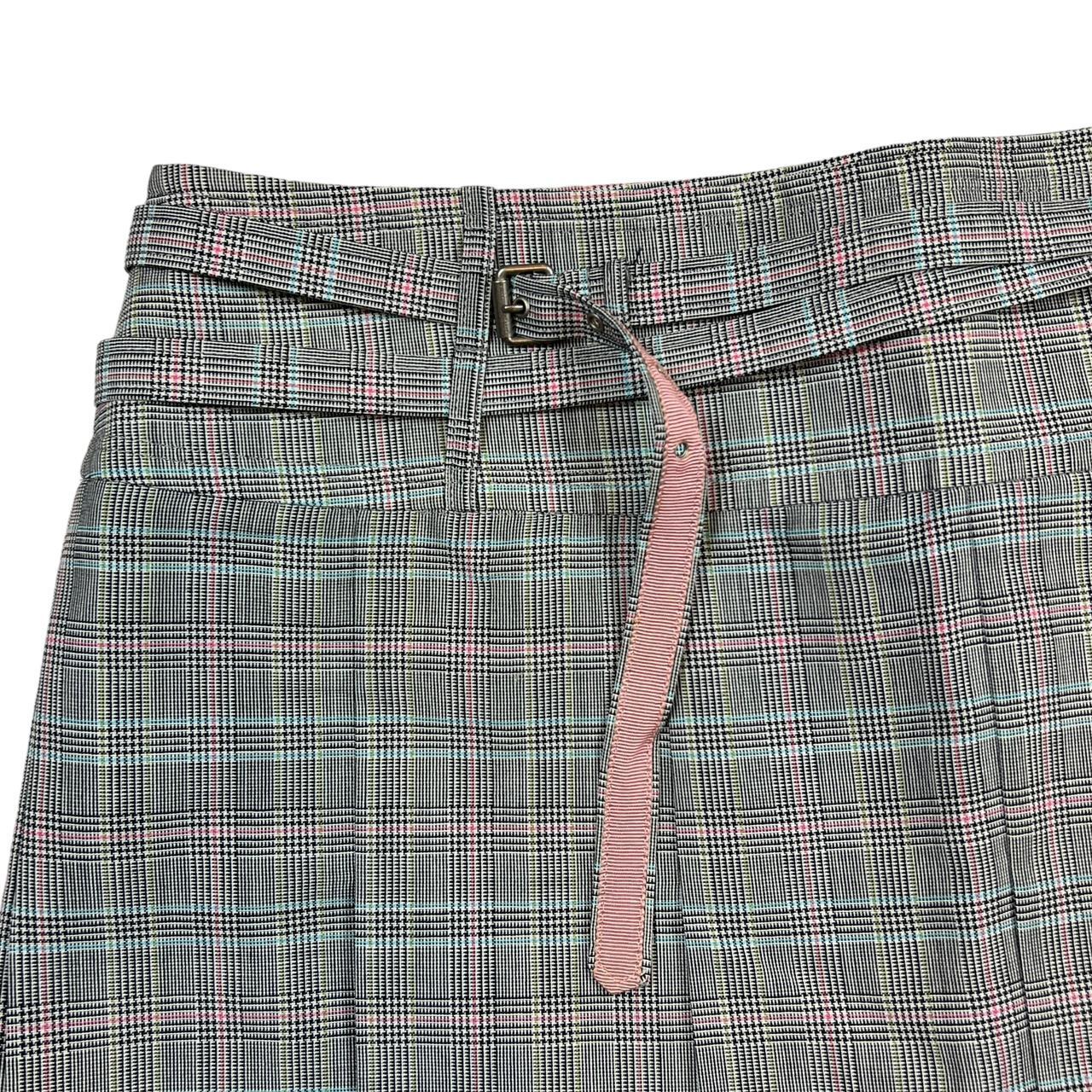 Burberry Gray and Pink Plaid Pleated Mini Skirt