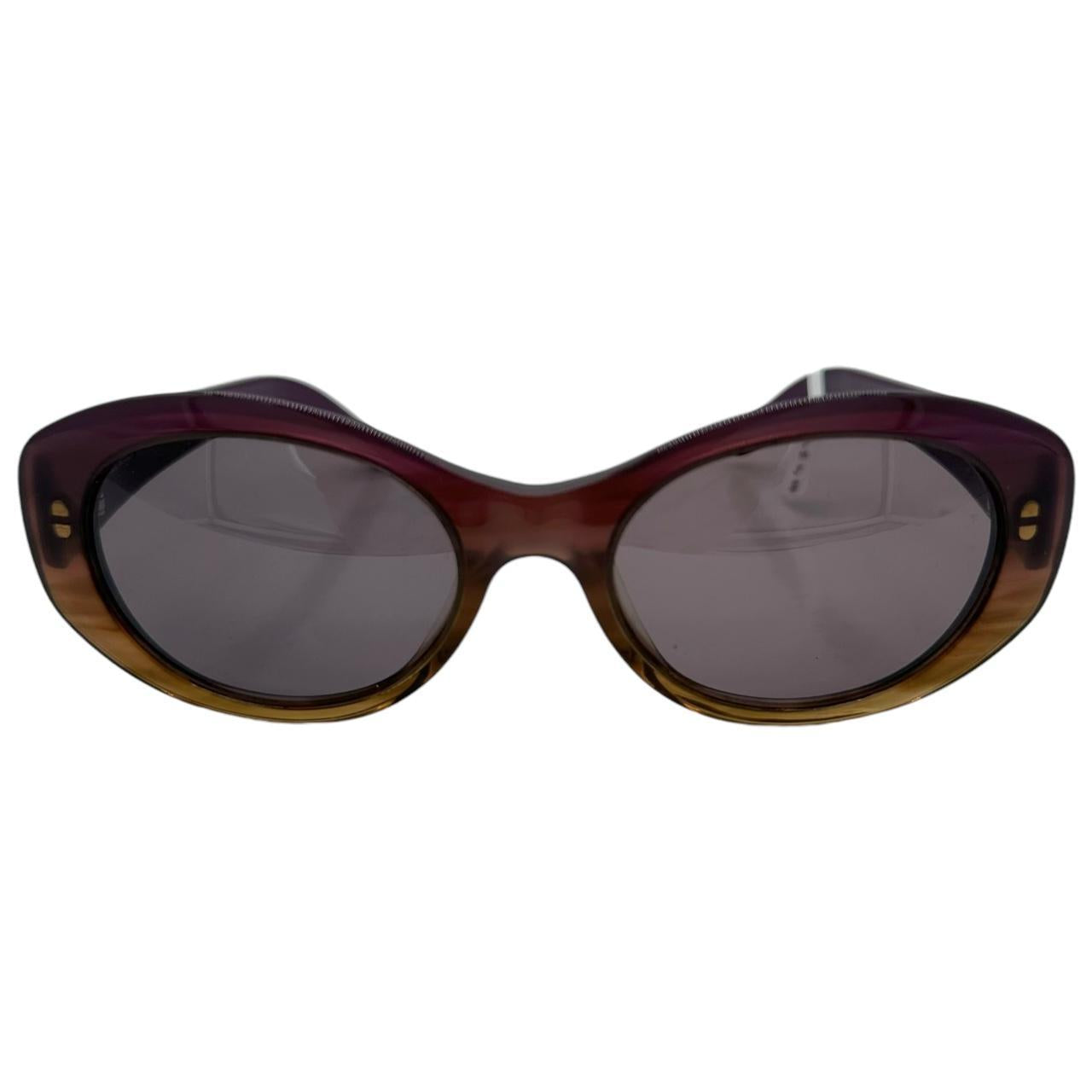 Fendi Oval Sunglasses Brown Purple Logo Arms