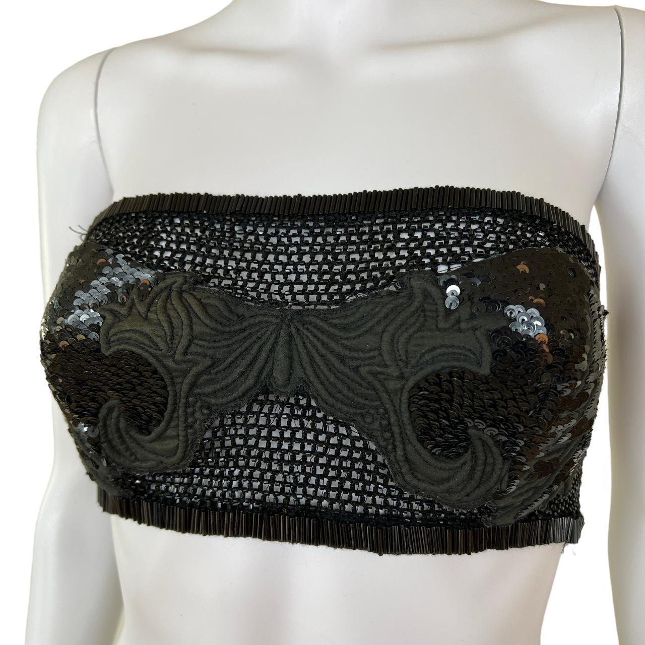 Roberto Cavalli S/S 2009 Black Beaded Bandeau Bra Top