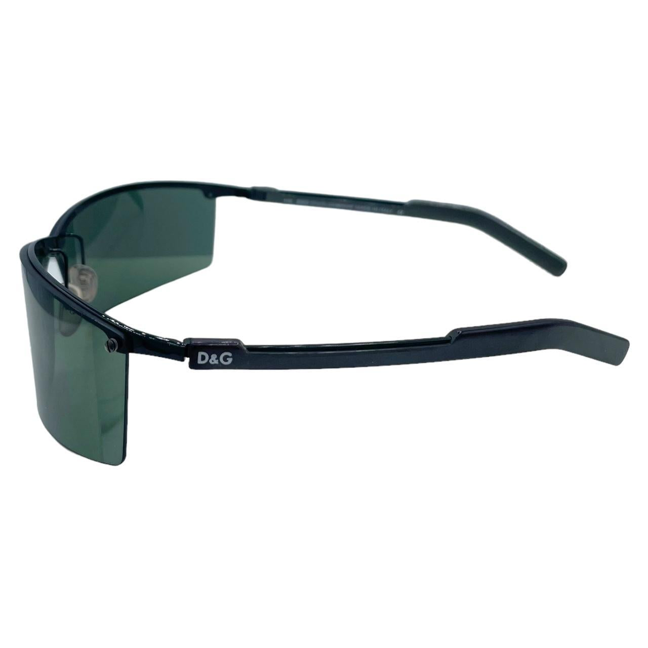 Dolce & Gabbana Black Rimless Shield Sunglasses