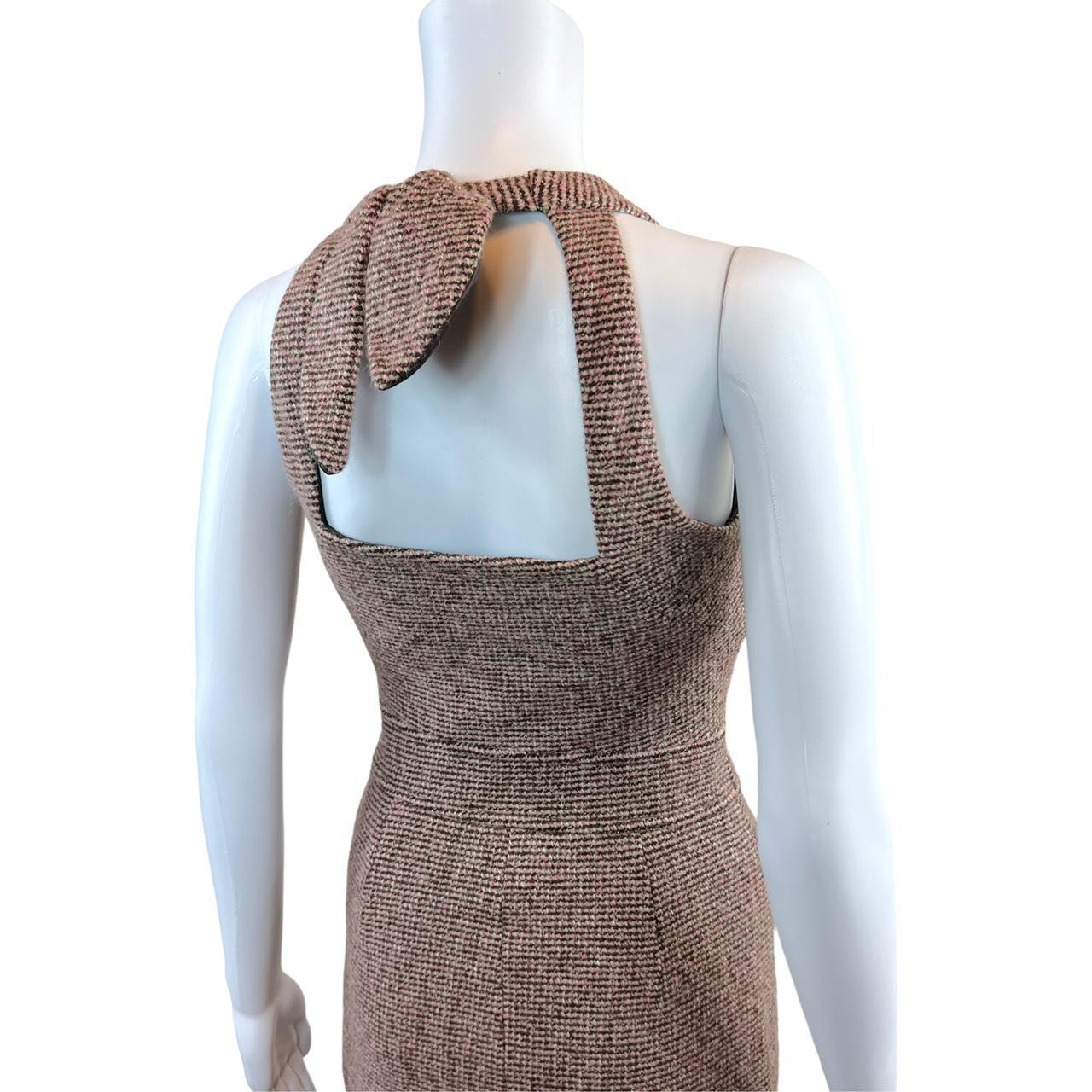 Burberry Blue Label Pink and Brown Tweed Halter Style Midi Dress