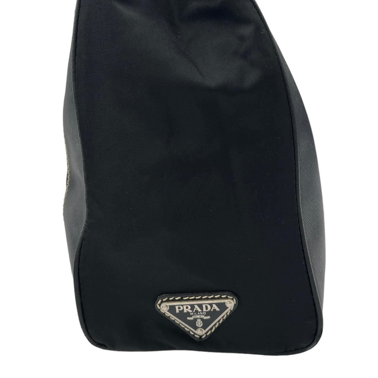 Prada Shoulder Bag Black Nylon Leather Buckle Closure