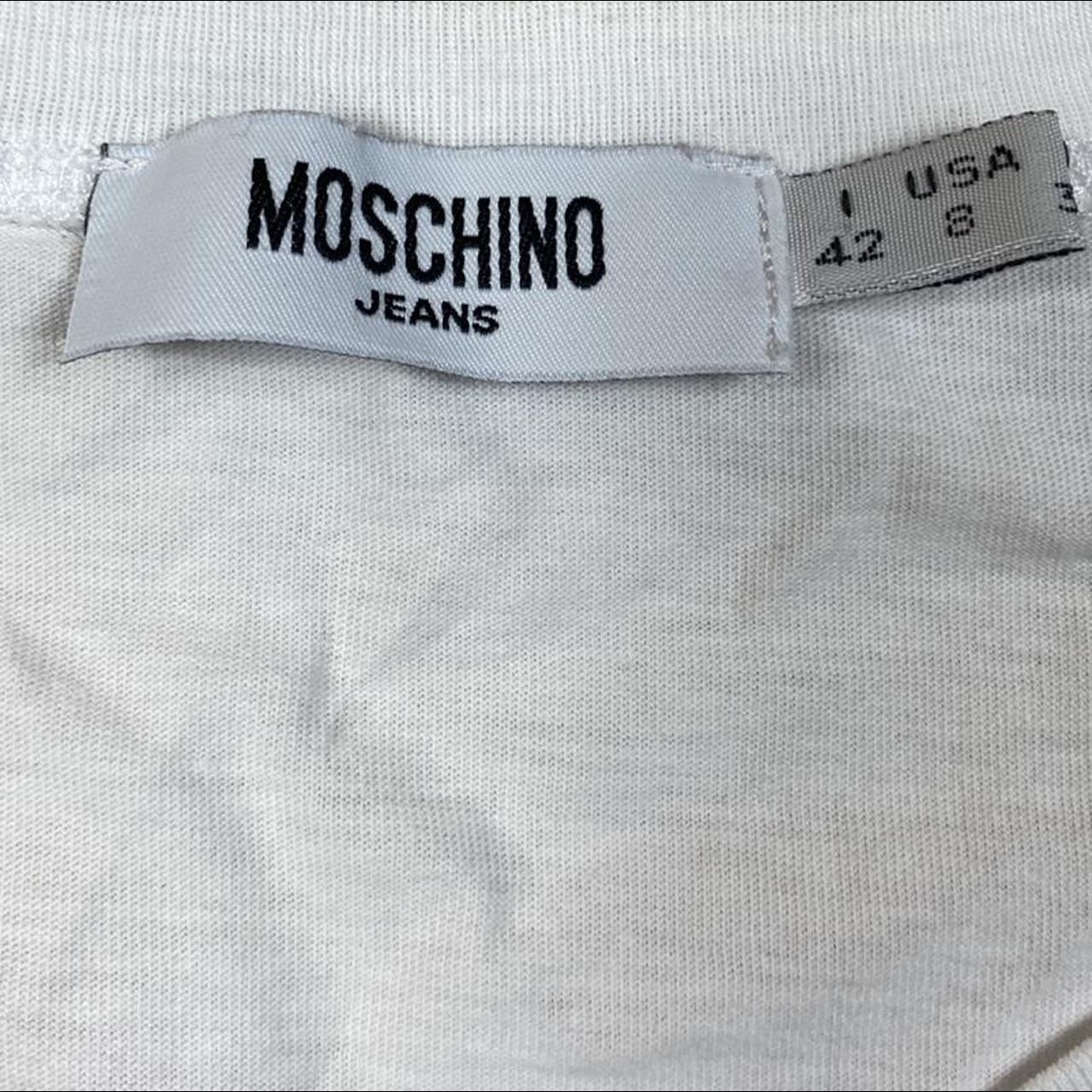 Moschino Jeans Bedazzled Flame Heart Spell-Out Logo T-Shirt White - Outfit Repeater