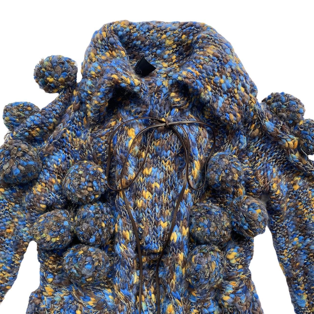 Just Cavalli by Roberto Cavalli Multicolored Knit Cardigan with Large Pom-Poms and Leather Tie Closure - Outfit Repeater