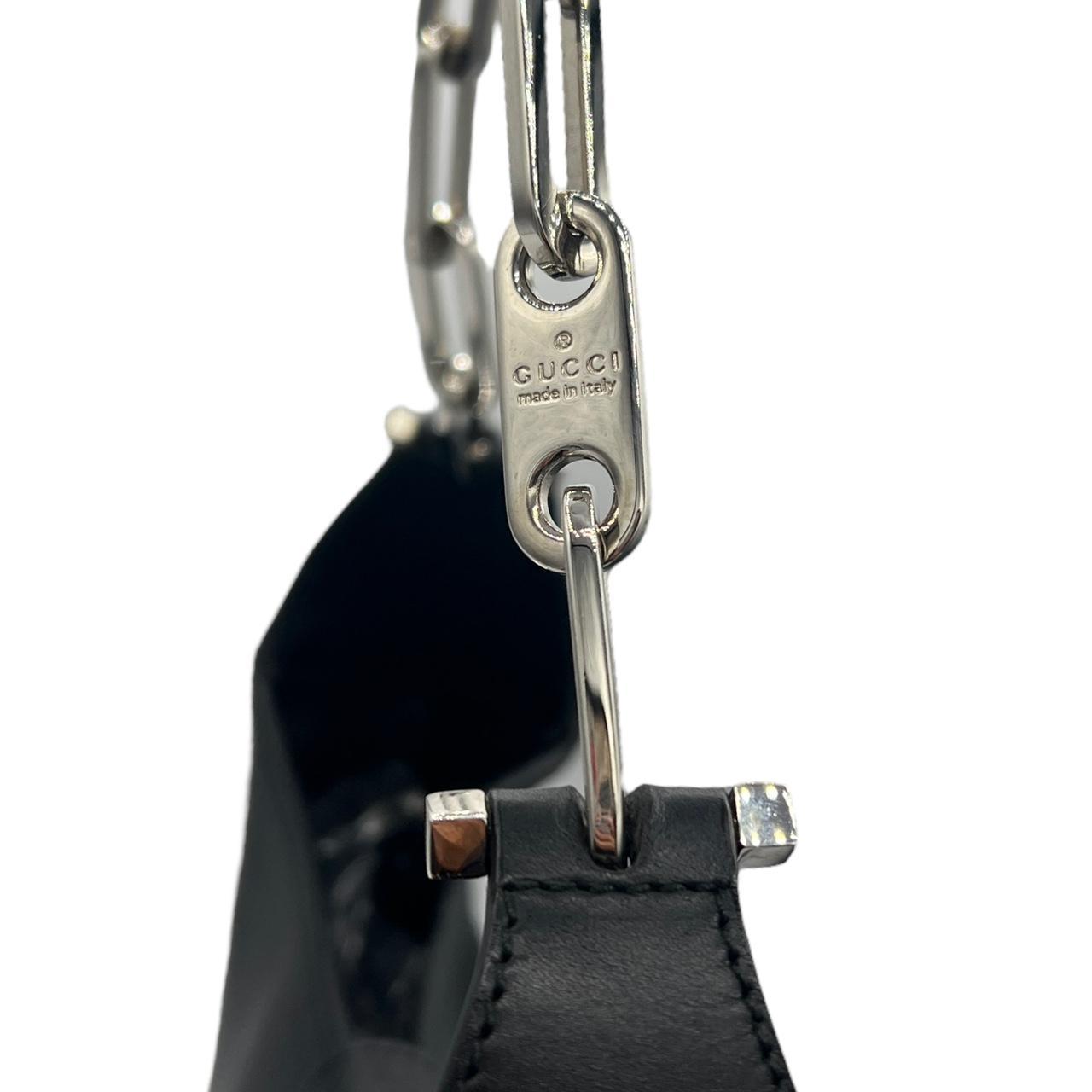 Gucci Black Leather Jackie Bag With Chain Strap