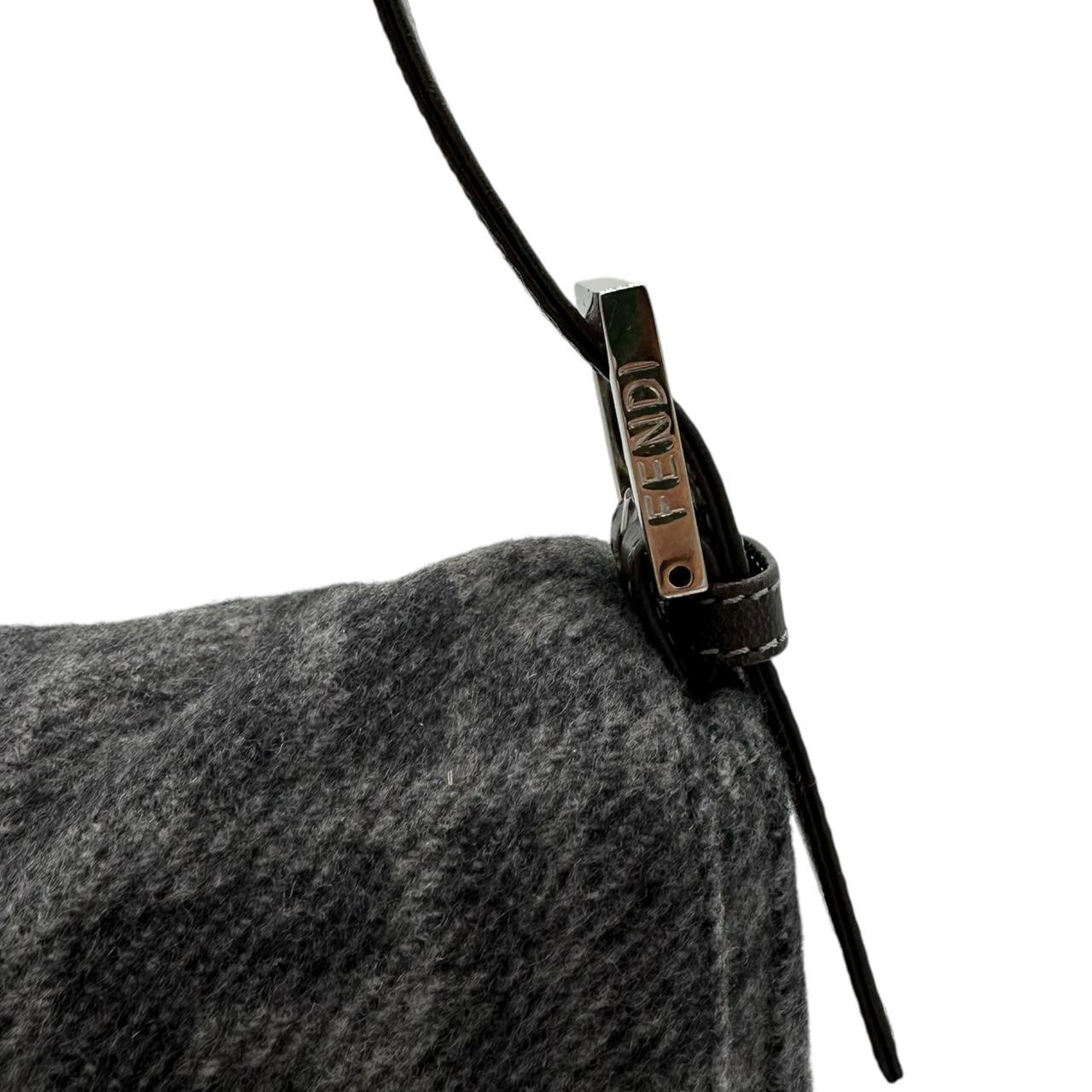 Fendi Wool Knit Gray Zucca Monogram Baguette Shoulder Bag - Outfit Repeater