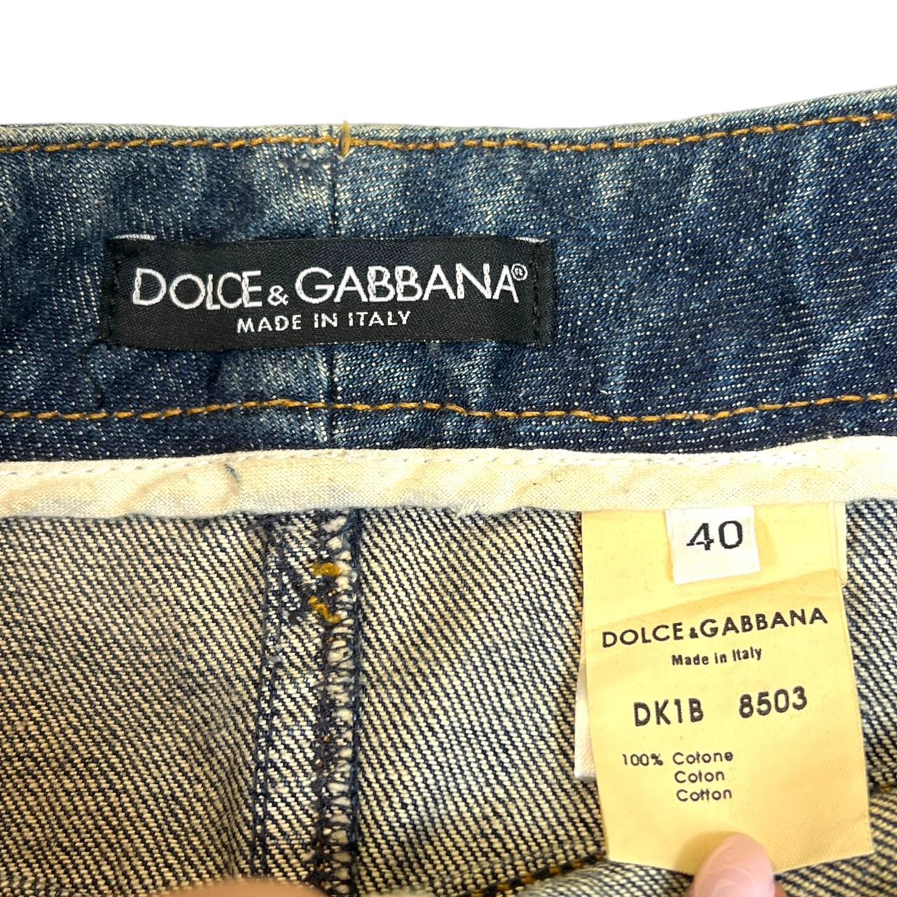 Dolce & Gabbana Dark Wash Denim Midi Skirt with Italia Patch and DG Charms