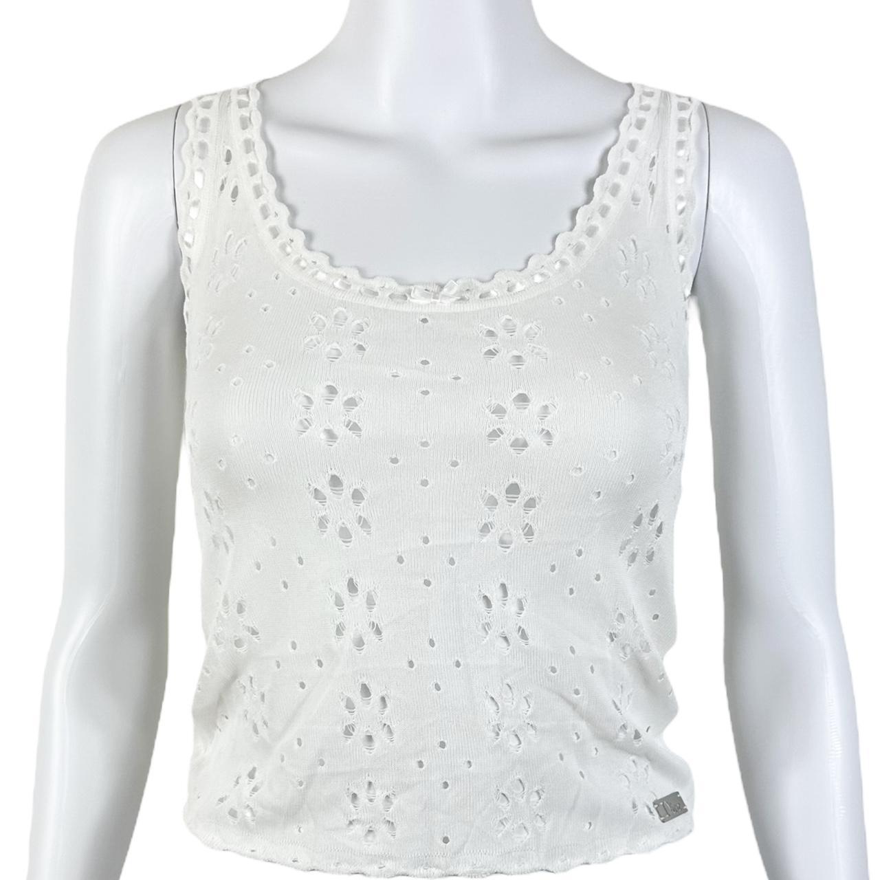 Christian Dior by John Galliano S/S 2003 White Knit Eyelet Tank Top