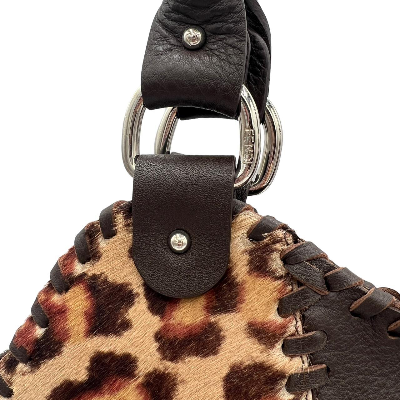 Fendi Leopard Print Pony Hair Trapezio Bag