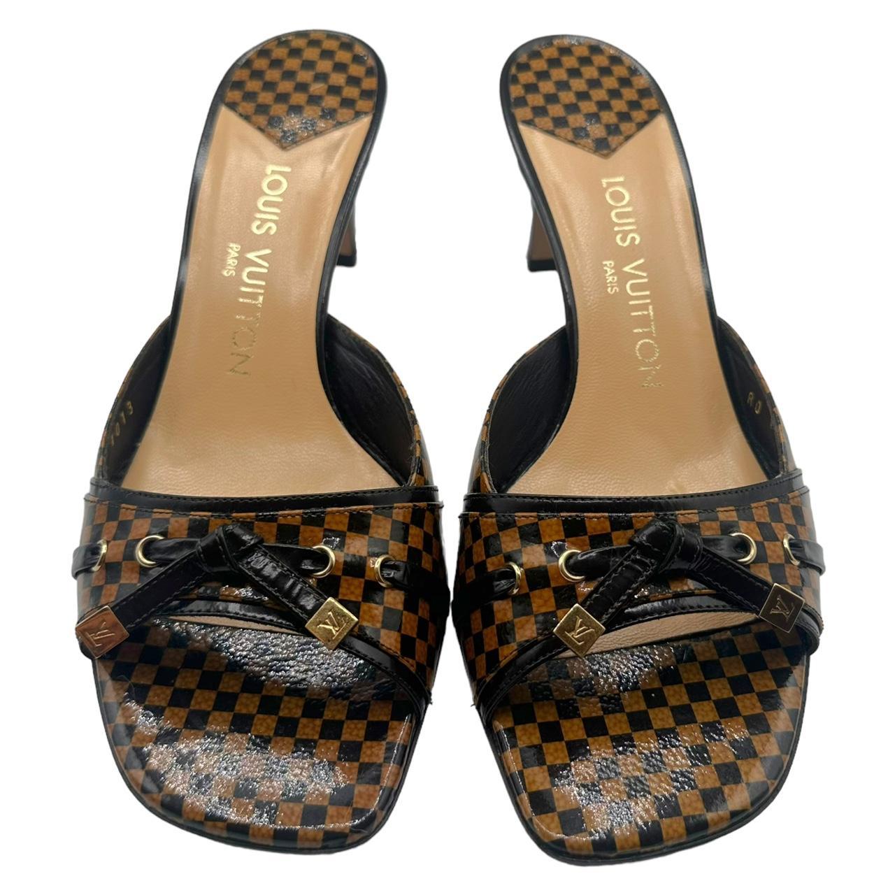 Louis Vuitton Damier Ebene Heeled Sandals