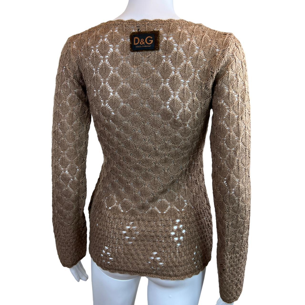 Dolce & Gabbana Wool Blend Open Knit Crochet Long Sleeve Sweater - Outfit Repeater