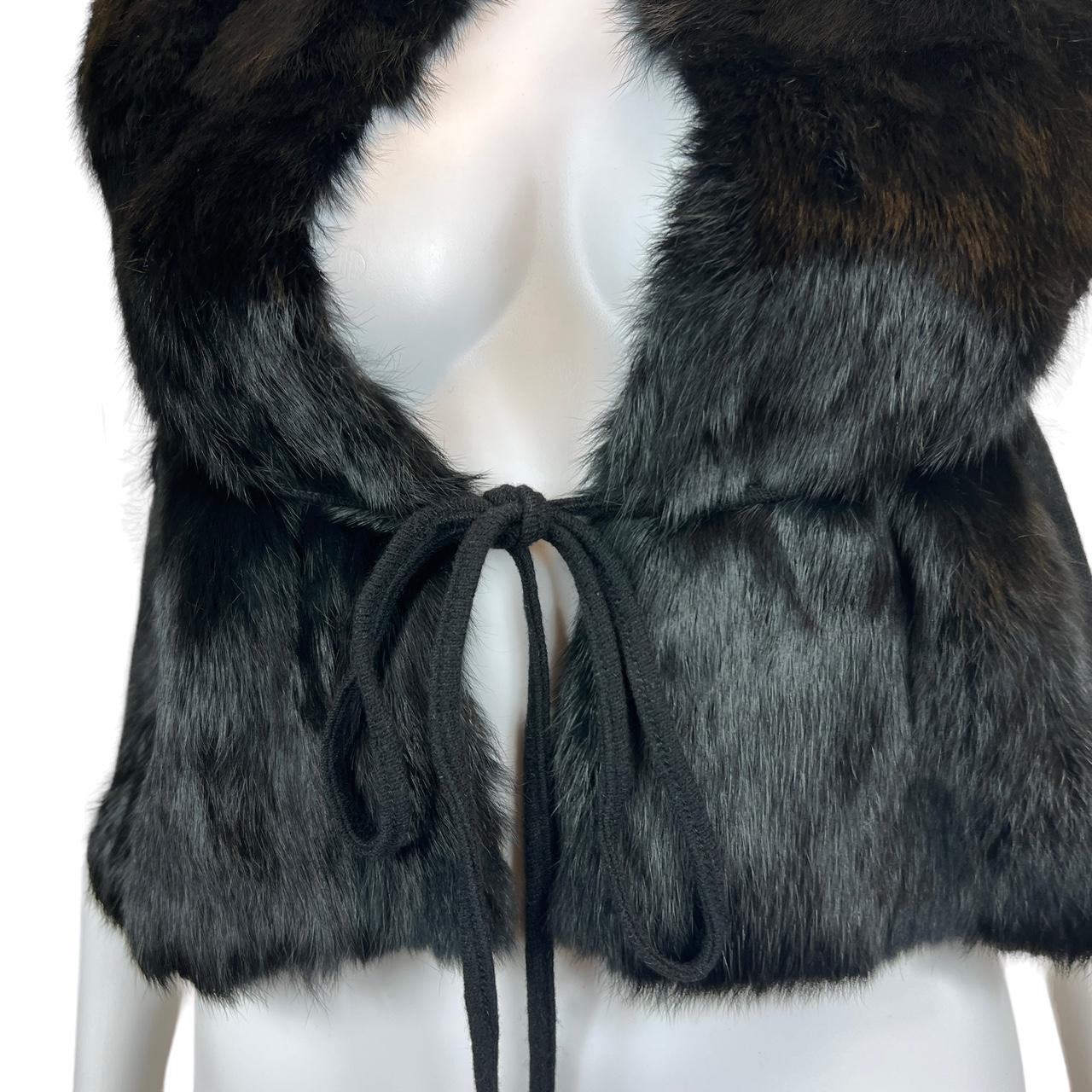 Fendi Jeans Black Rabbit Fur Cropped Knit Vest - Outfit Repeater