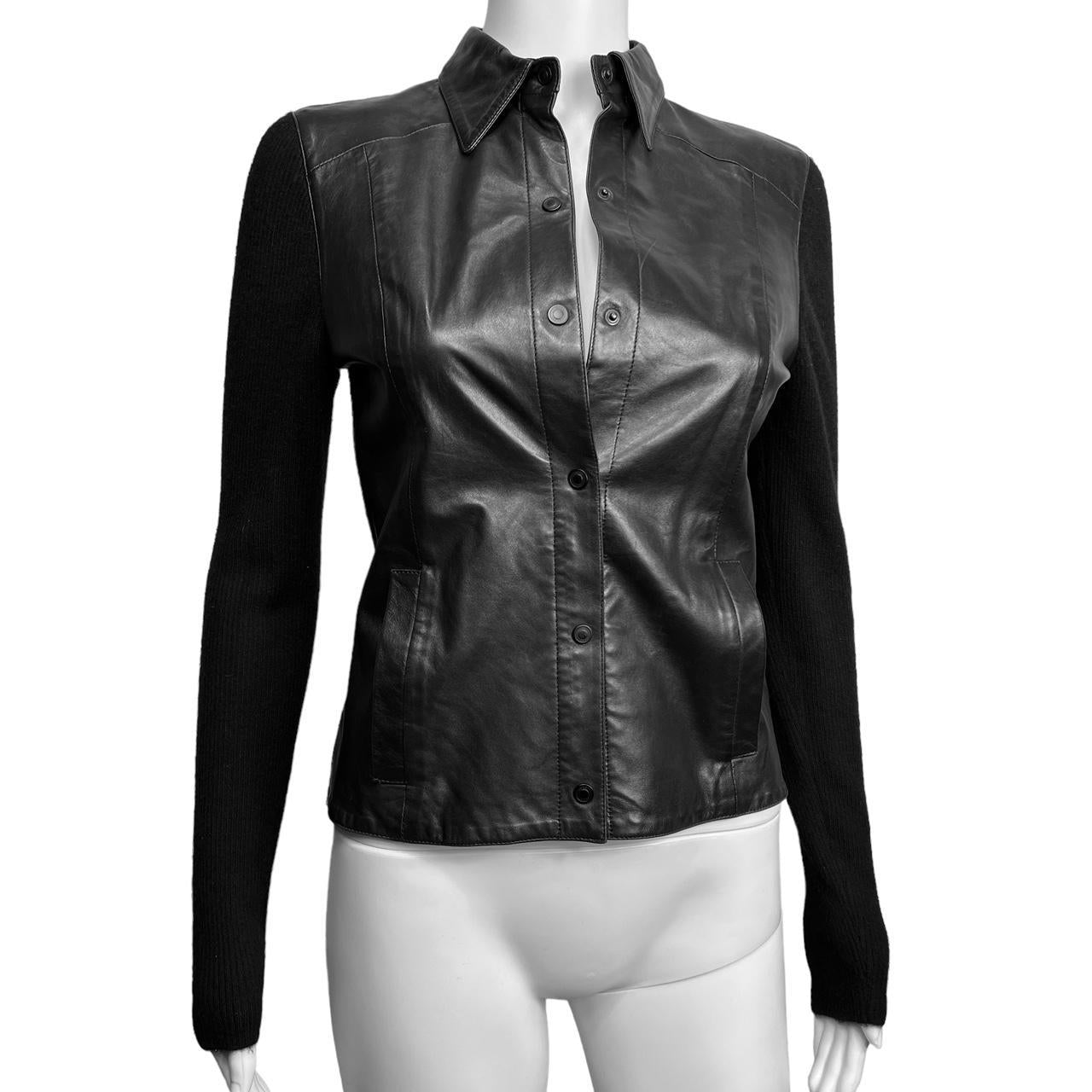 Gucci Black Leather Cashmere Jacket