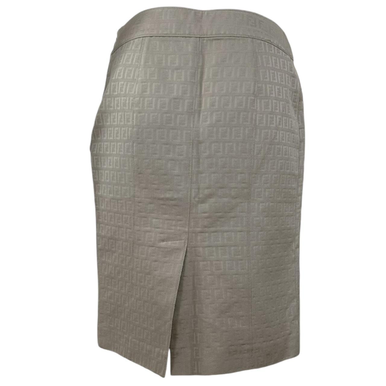 Fendi Tan Zucchino Monogram Midi Skirt