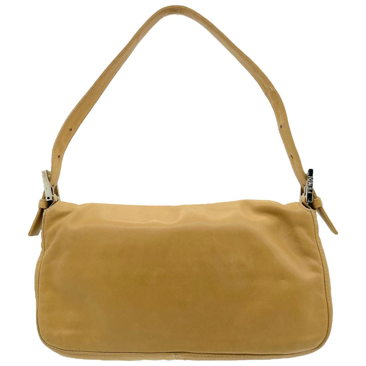 Fendi Tan Leather & Stone Baguette Shoulder Bag