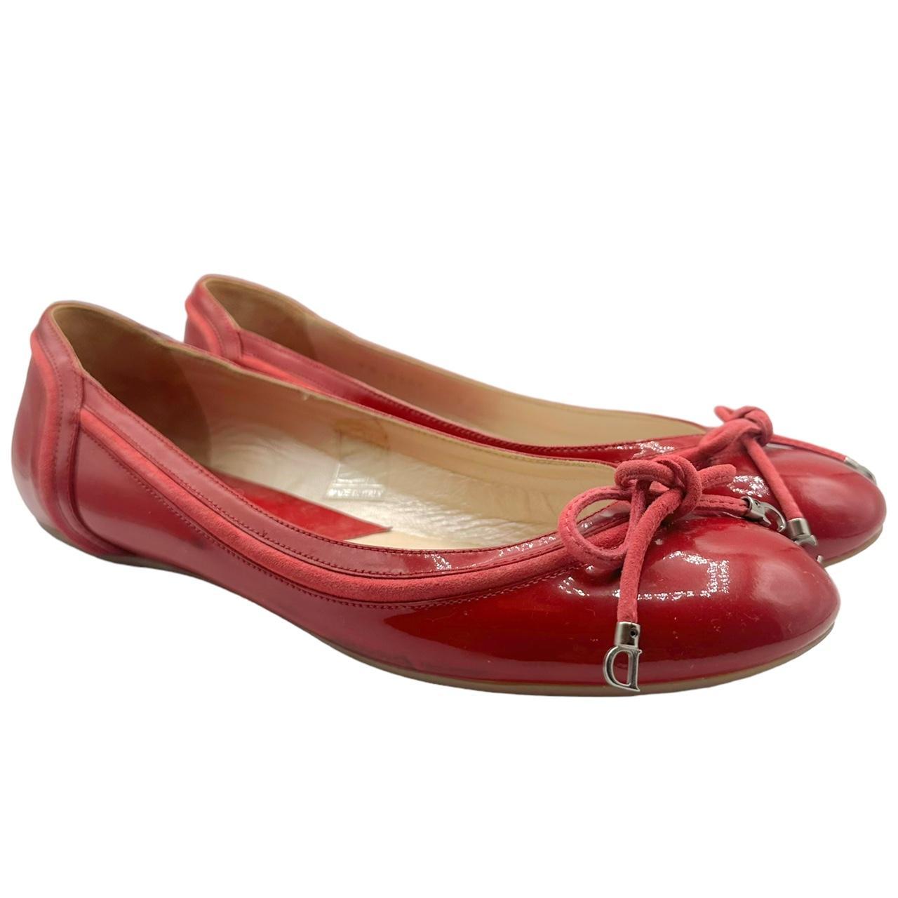 Christian Dior Red Patent Leather Ballet Flats Size 37