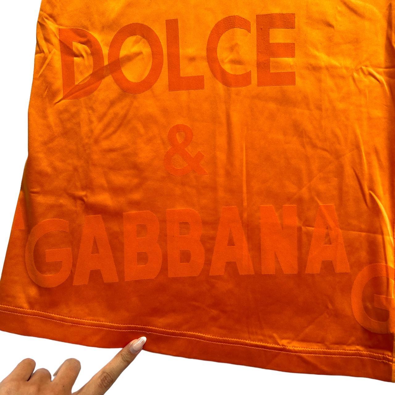 Dolce & Gabbana D&G Underwear Bright Orange Spell-Out Logo T-Shirt with Satin Front