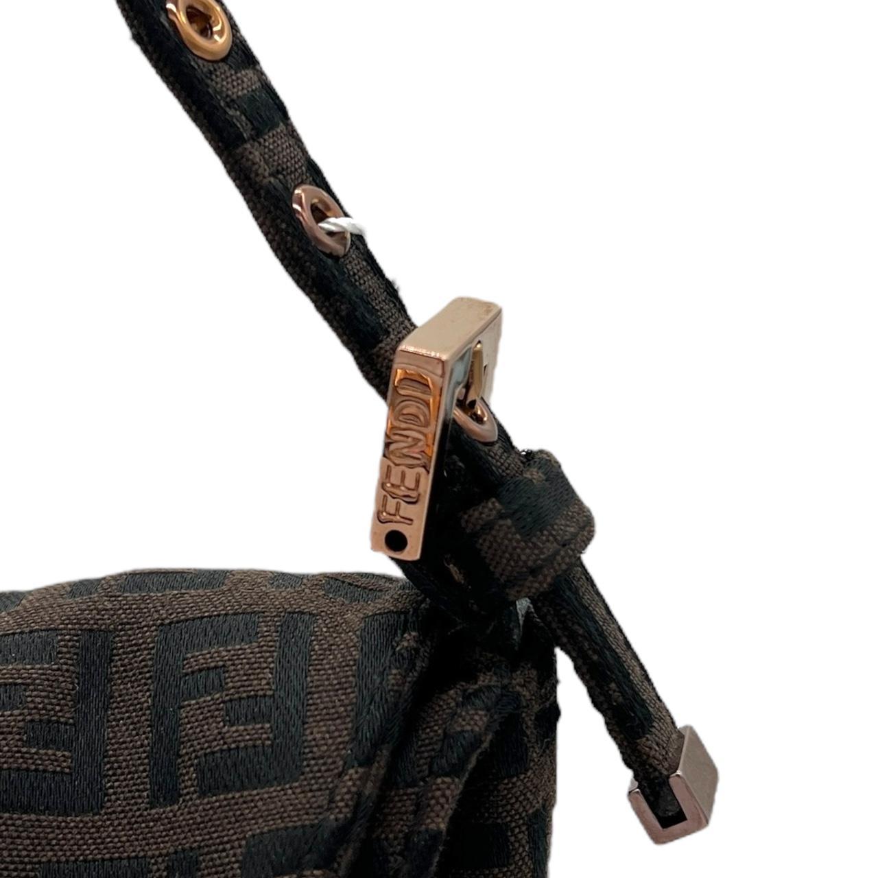 Fendi Baguette Shoulder Bag Brown Black Zucca Monogram