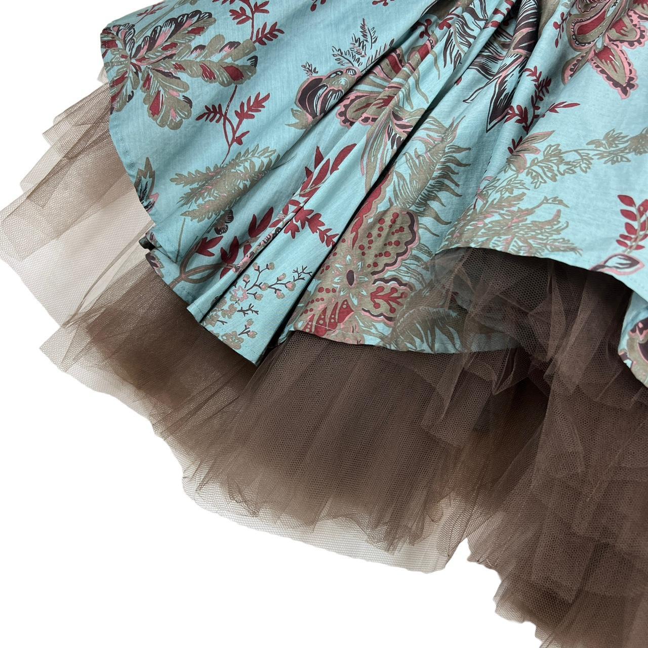Vivienne Westwood Red Label Blue Floral Print Asymmetrical Tutu Midi Skirt - Outfit Repeater