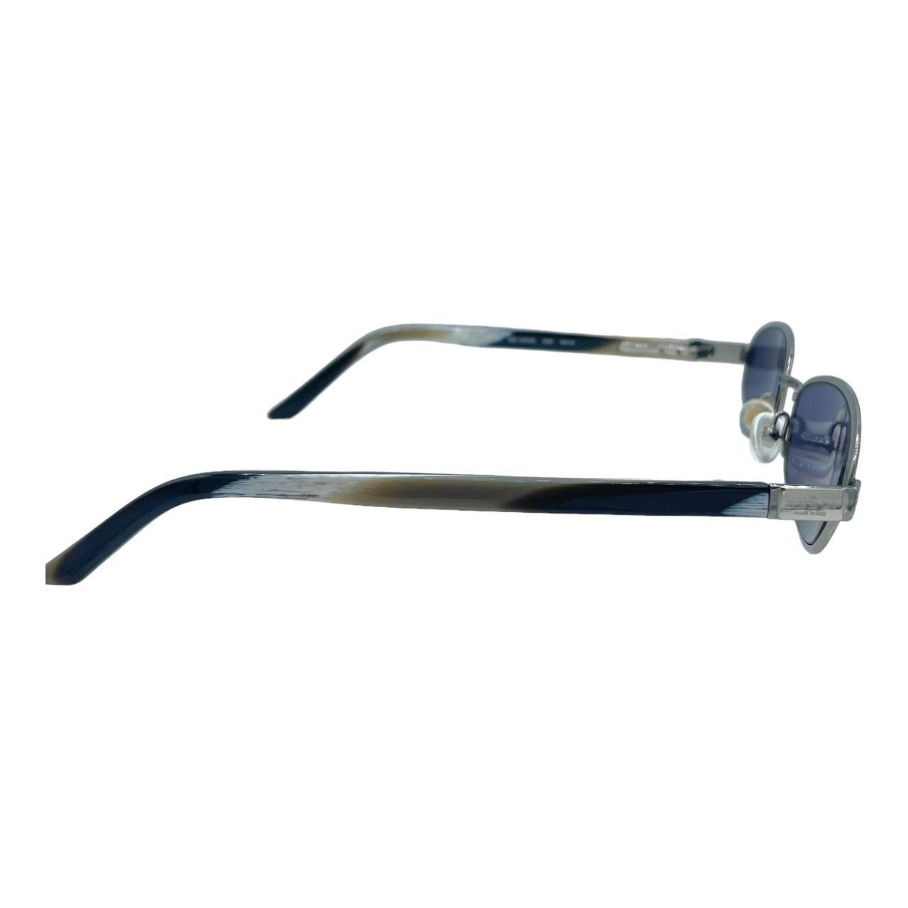 Gucci Oval Sunglasses Blue Silver Frame