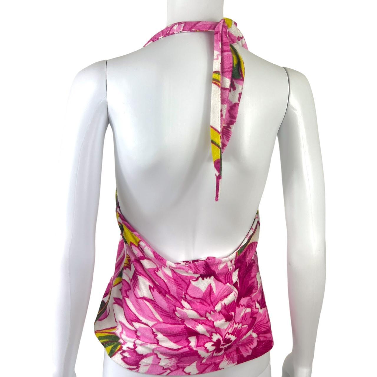 D&G Dolce & Gabbana Floral Print Terry Cloth Halter Top