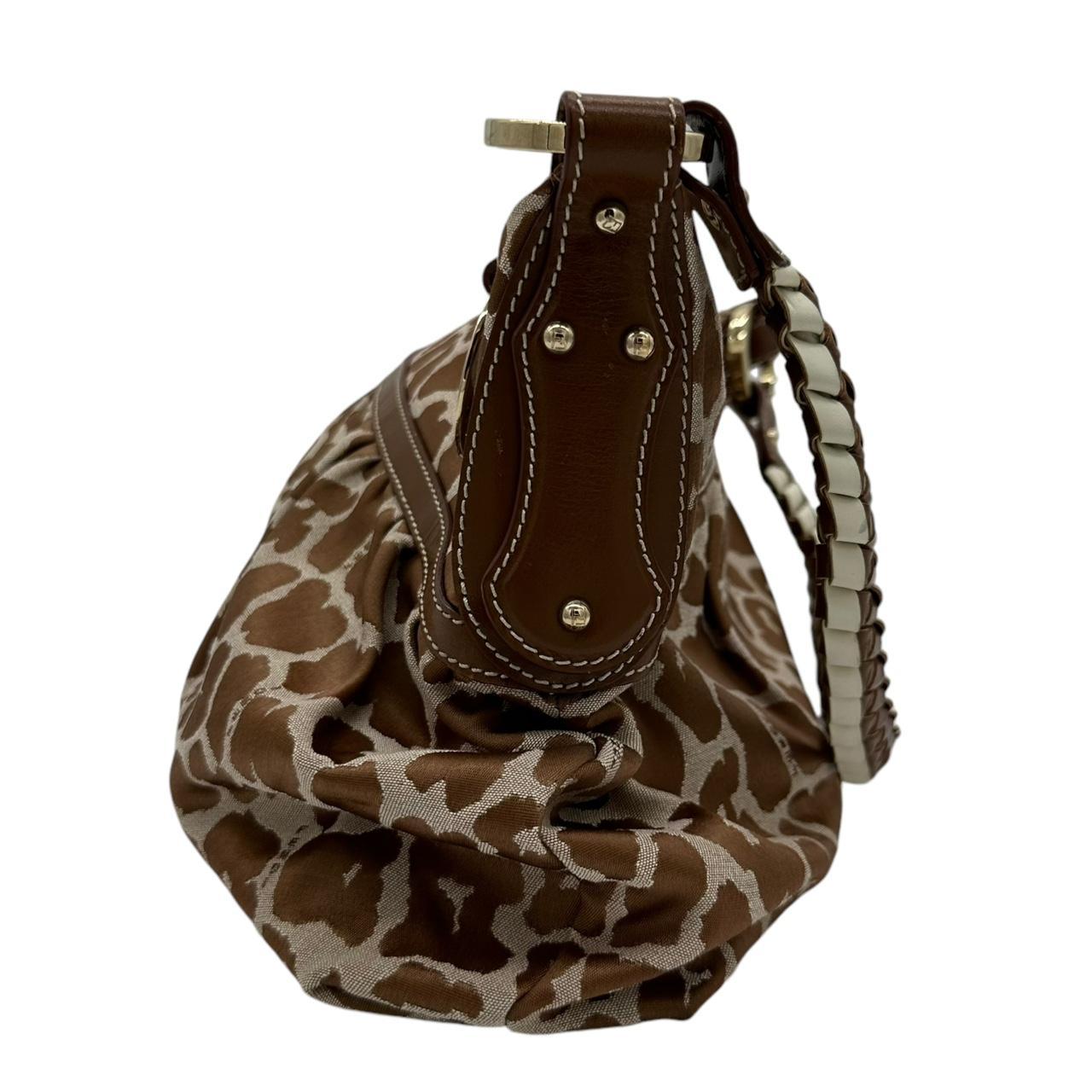 Fendi Tan Leopard Print Canvas Chef Shoulder Bag