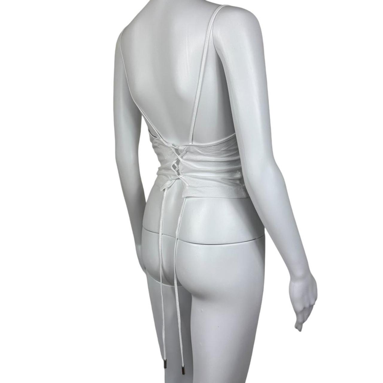 Dsquared2 Cropped Tank Top White Lace Up Back