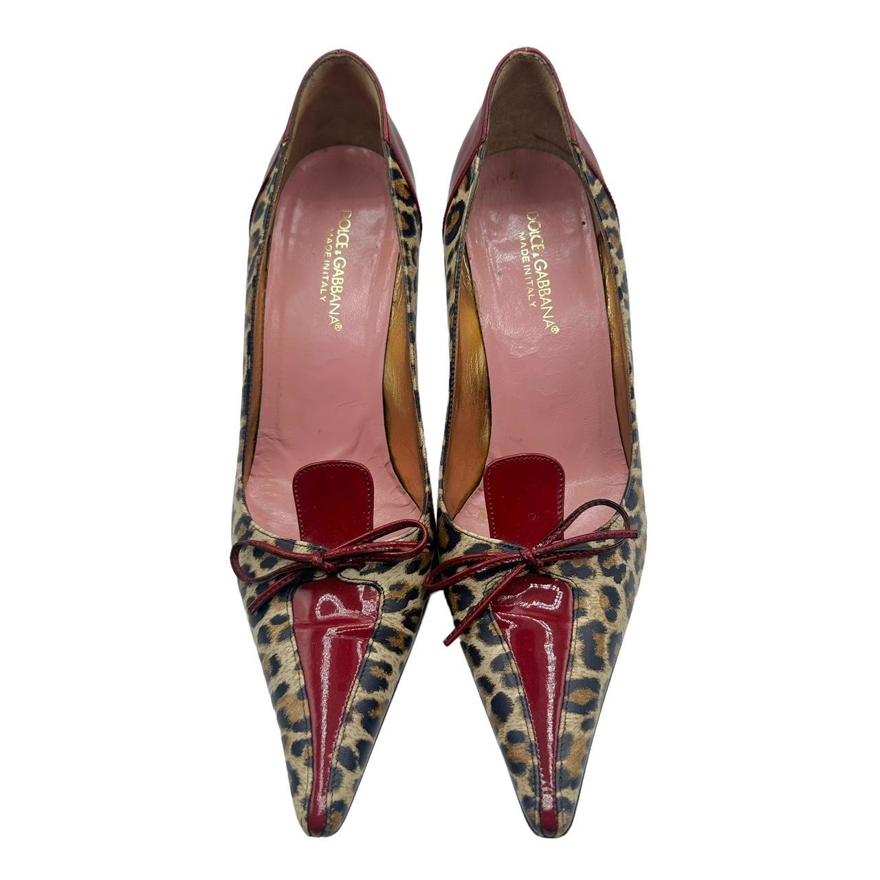 Dolce & Gabbana Leopard & Burgundy Patent Leather Pointe Toe Heels - Outfit Repeater
