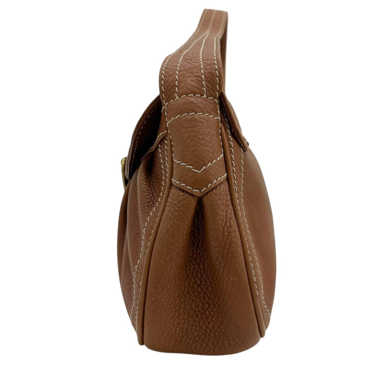Celine Brown Leather Buckle Shoulder Bag