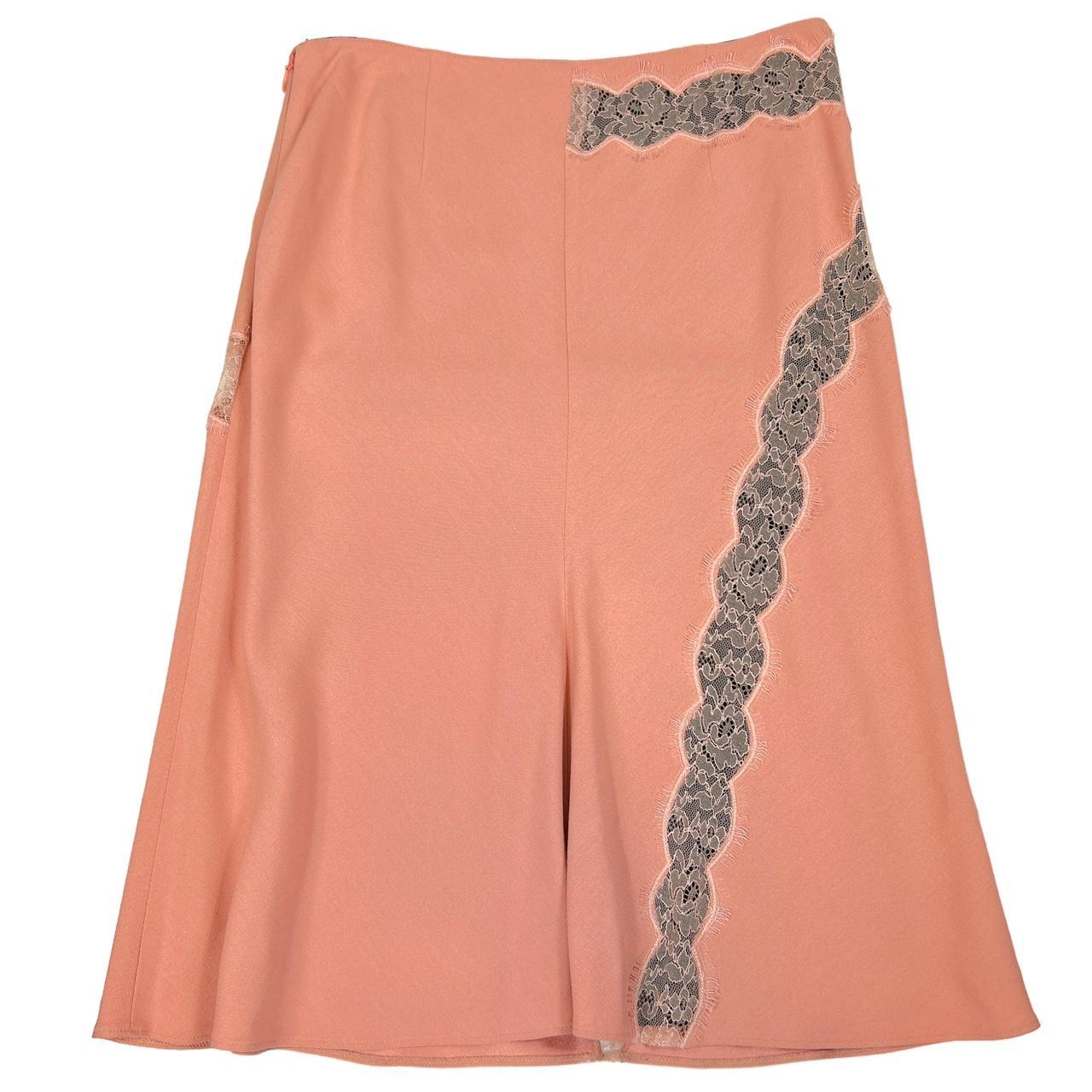 Blumarine By Anna Molinari Pink Lace Trim Midi Skirt