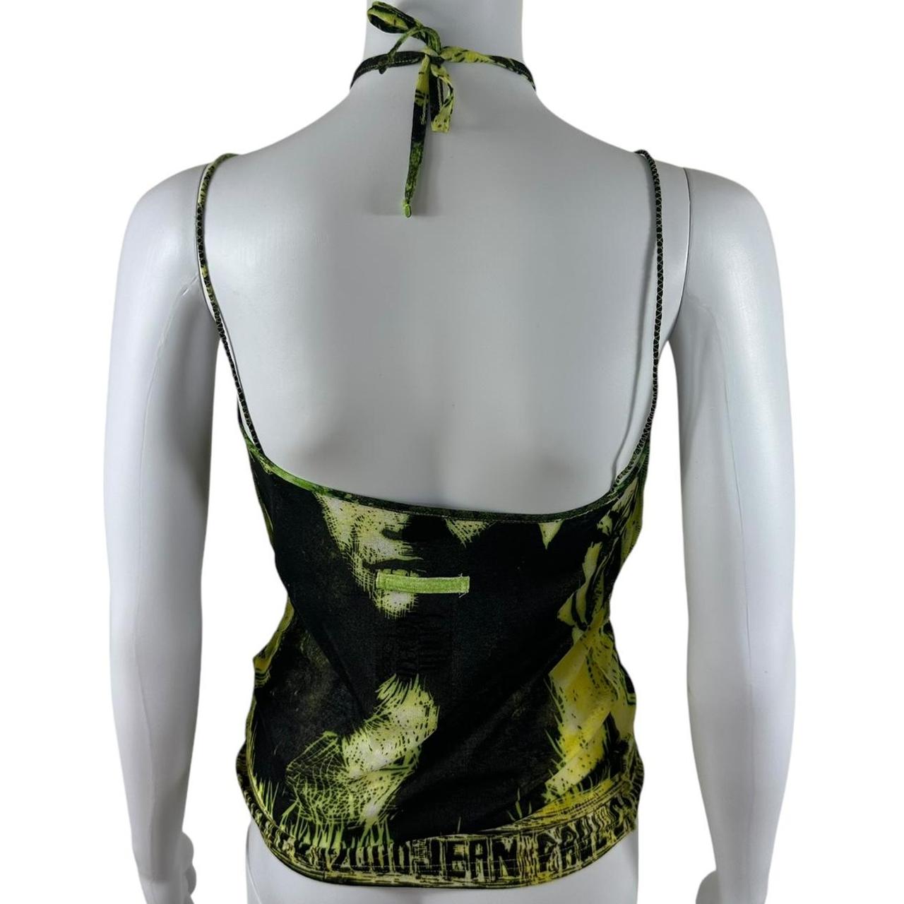 Jean Paul Gaultier S/S 2000 Mesh Green Face Graphic Tank Top - Outfit Repeater