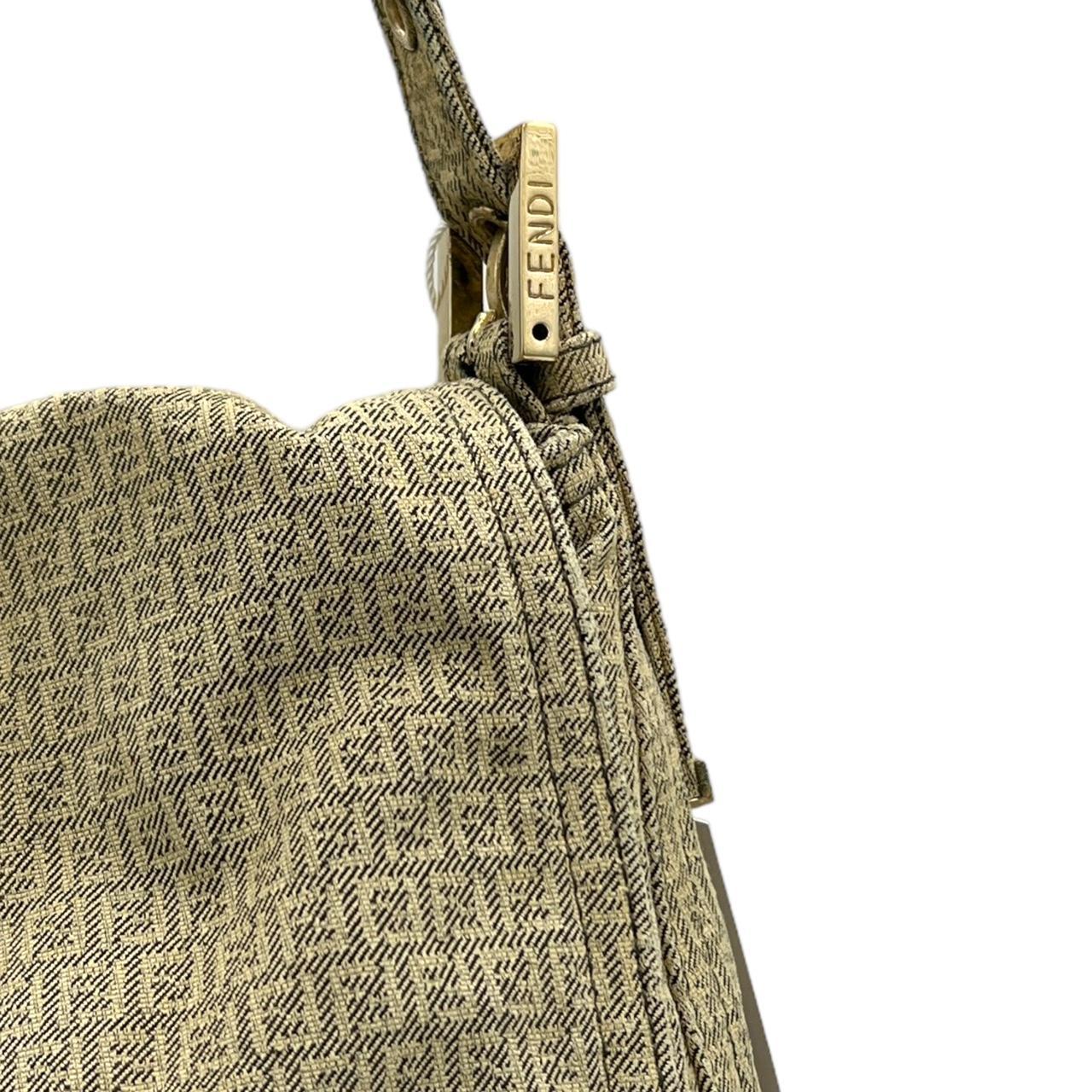 Fendi Khaki Green Zucca Logo Mama Baguette Shoulder Bag