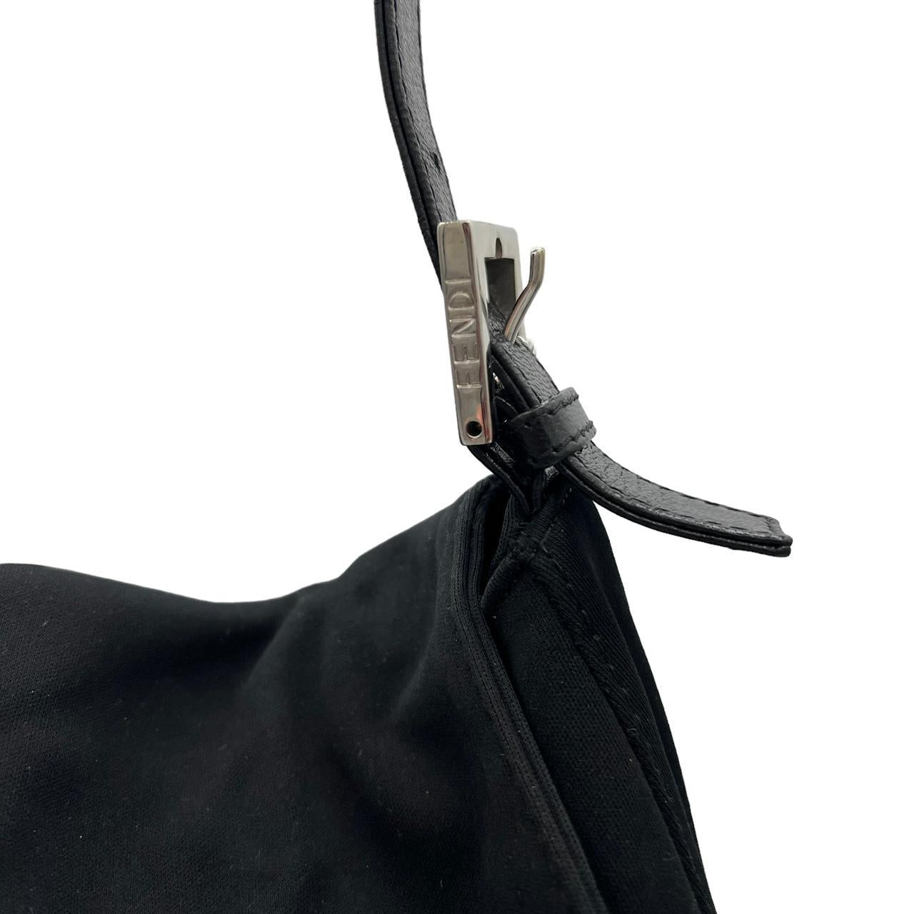 Fendi Black Neoprene Mama Baguette Shoulder Bag