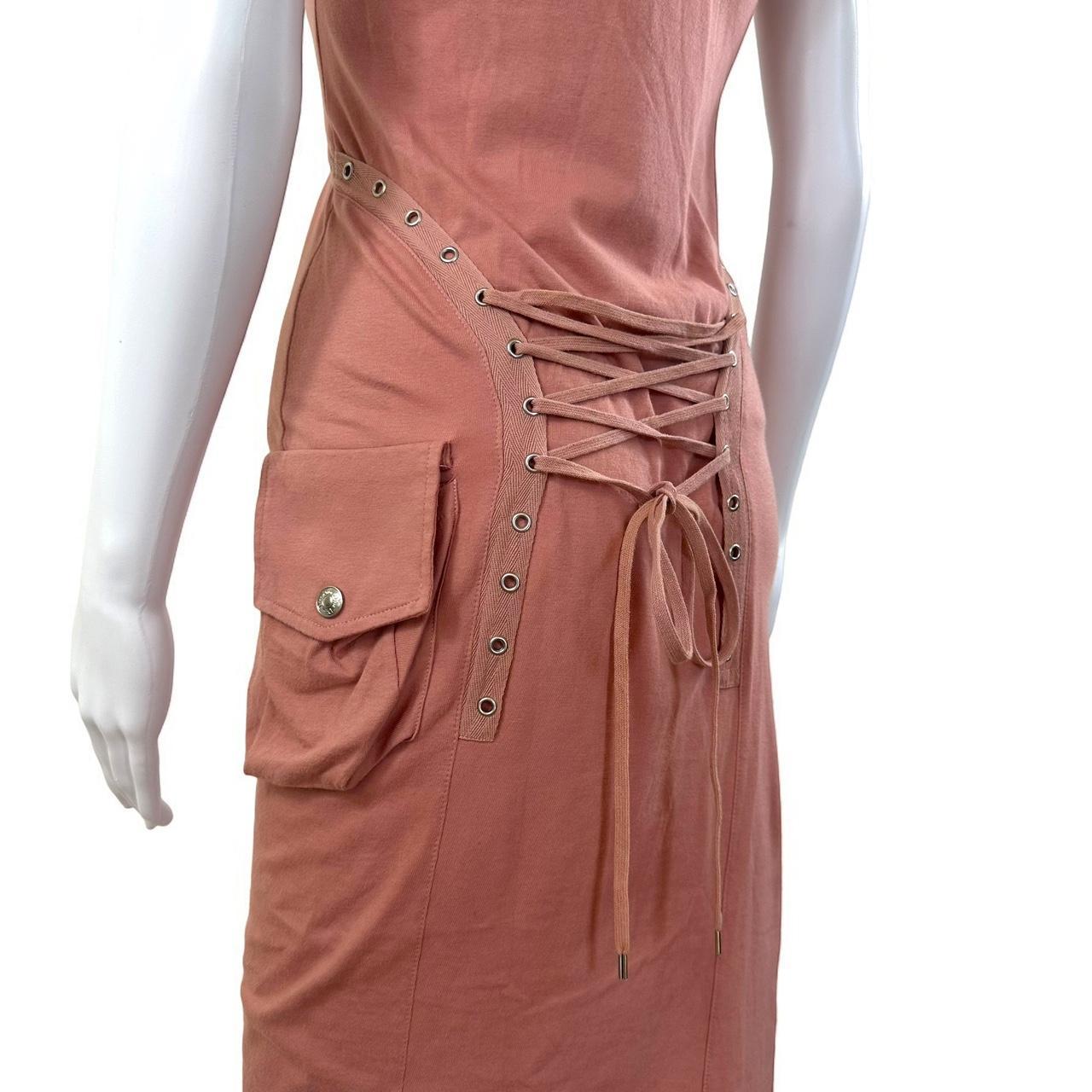 Christian Dior Pink Lace Up Dress Sleeveless Early 2000s