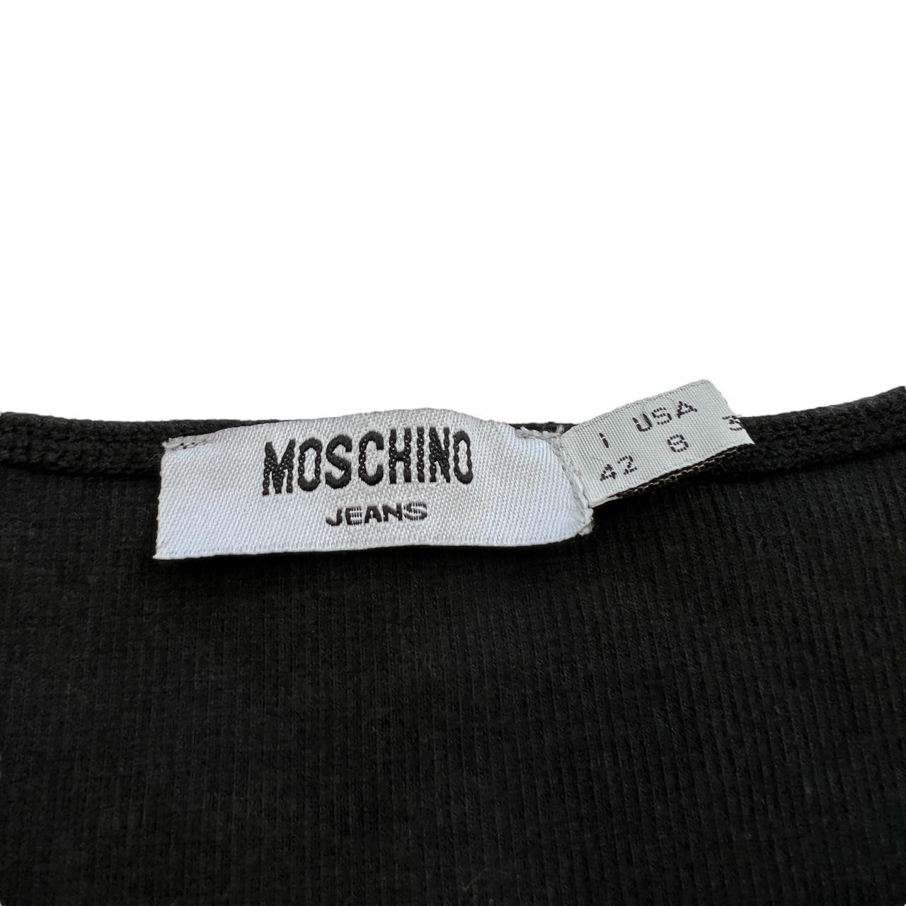 Moschino Jeans Black Ribbed Tank Top with Multicolor Heart Appliqué